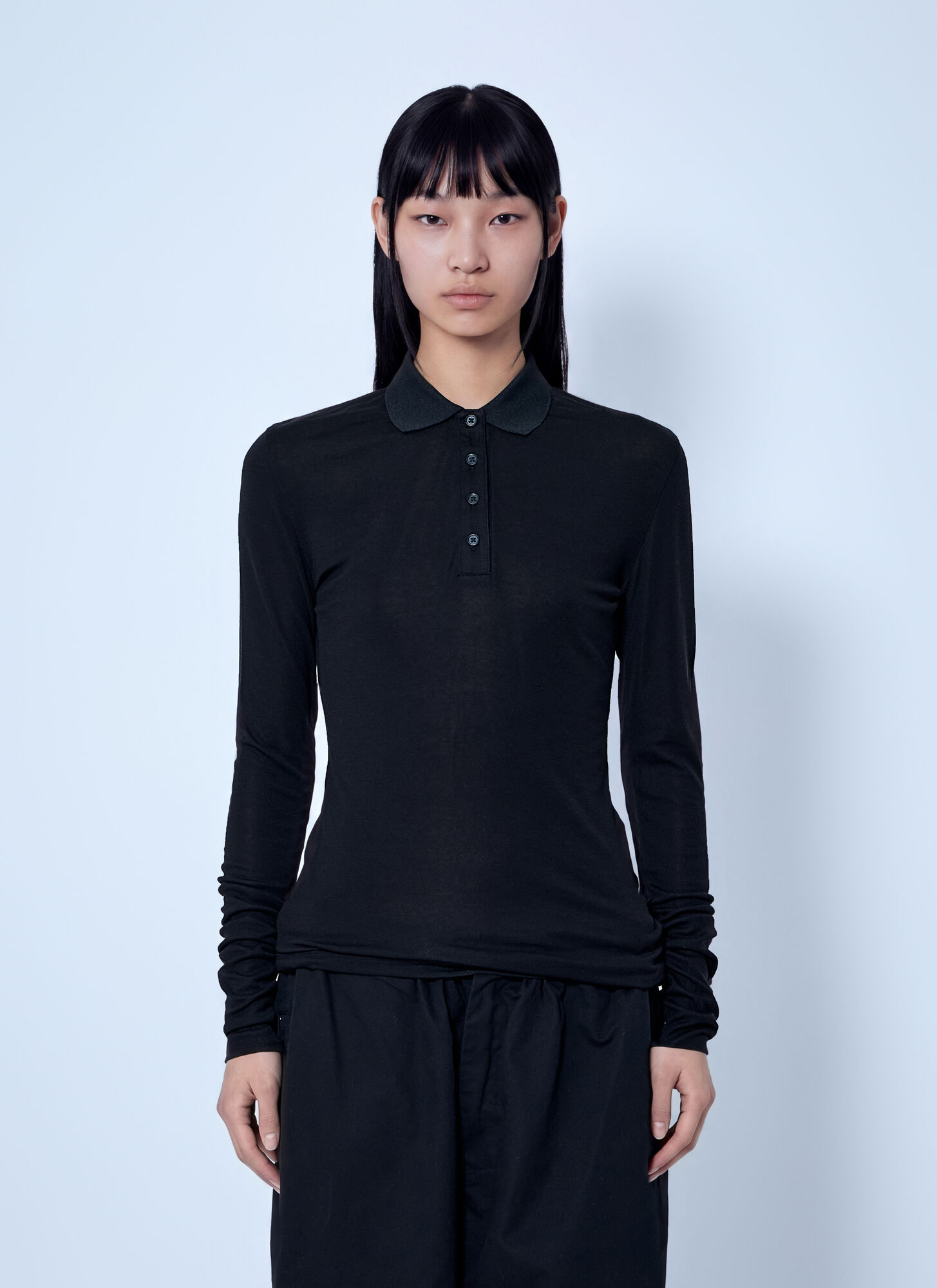 Entire Studios Women's Black Long Sleeve Polo - Woman Tops S