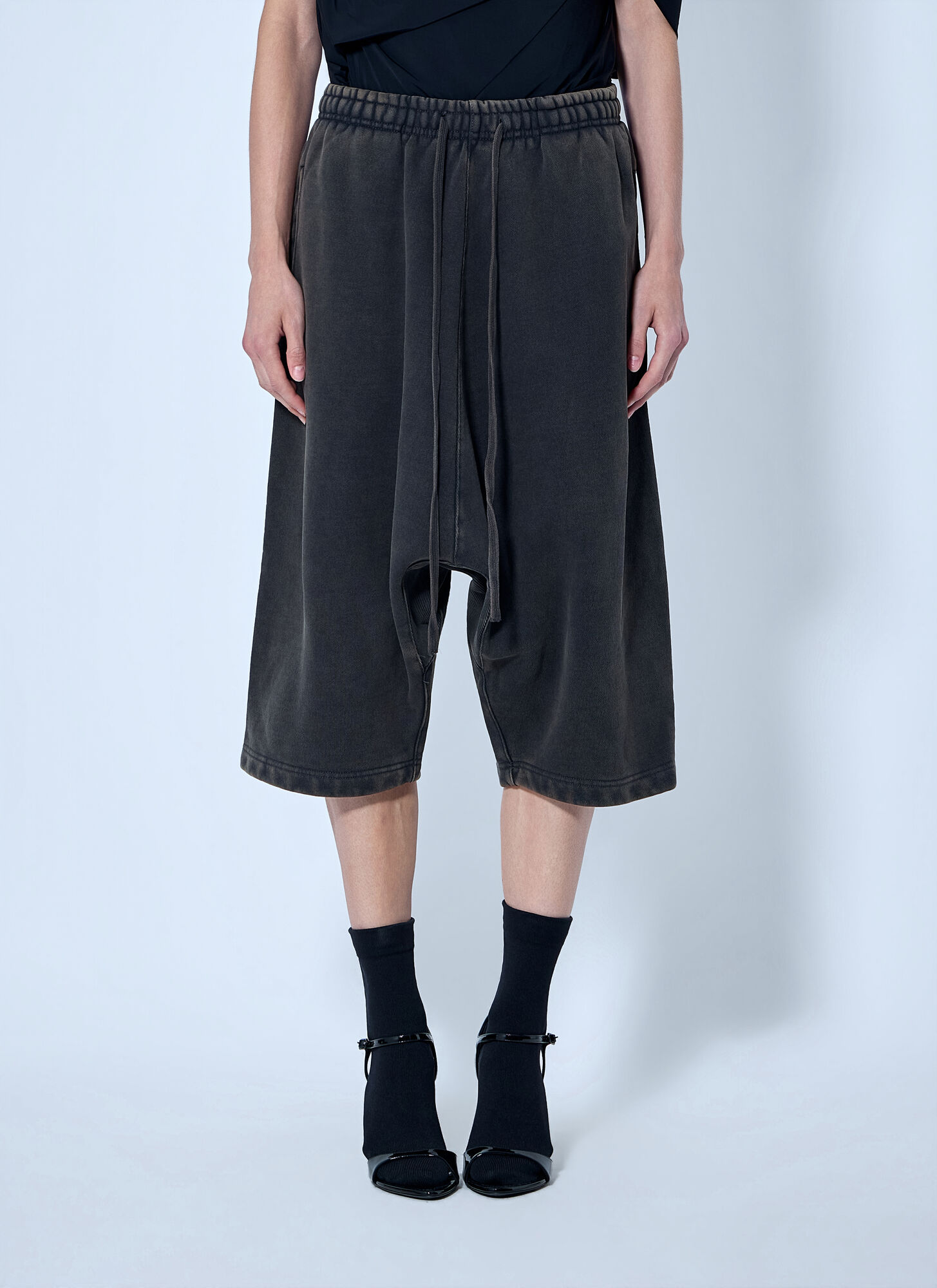 Entire Studios Women's Dark Grey Faded Drop Shorts - Woman Shorts L