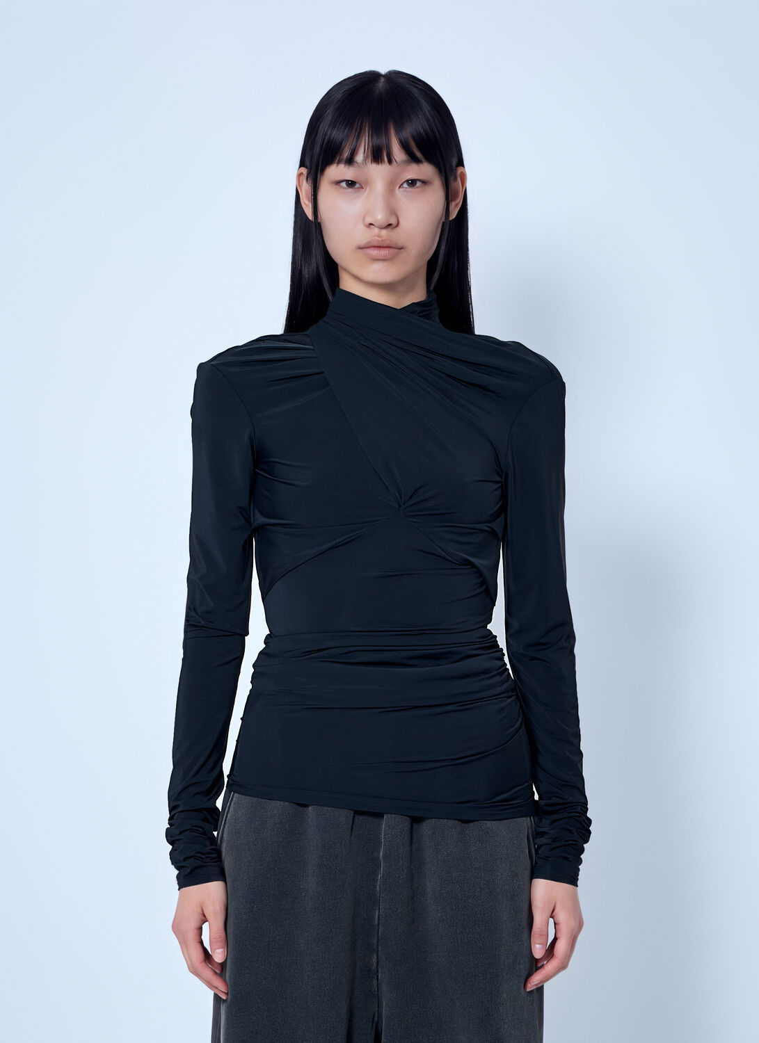 Entire Studios Gres Draped High-neck Top - Woman Tops Black Xs