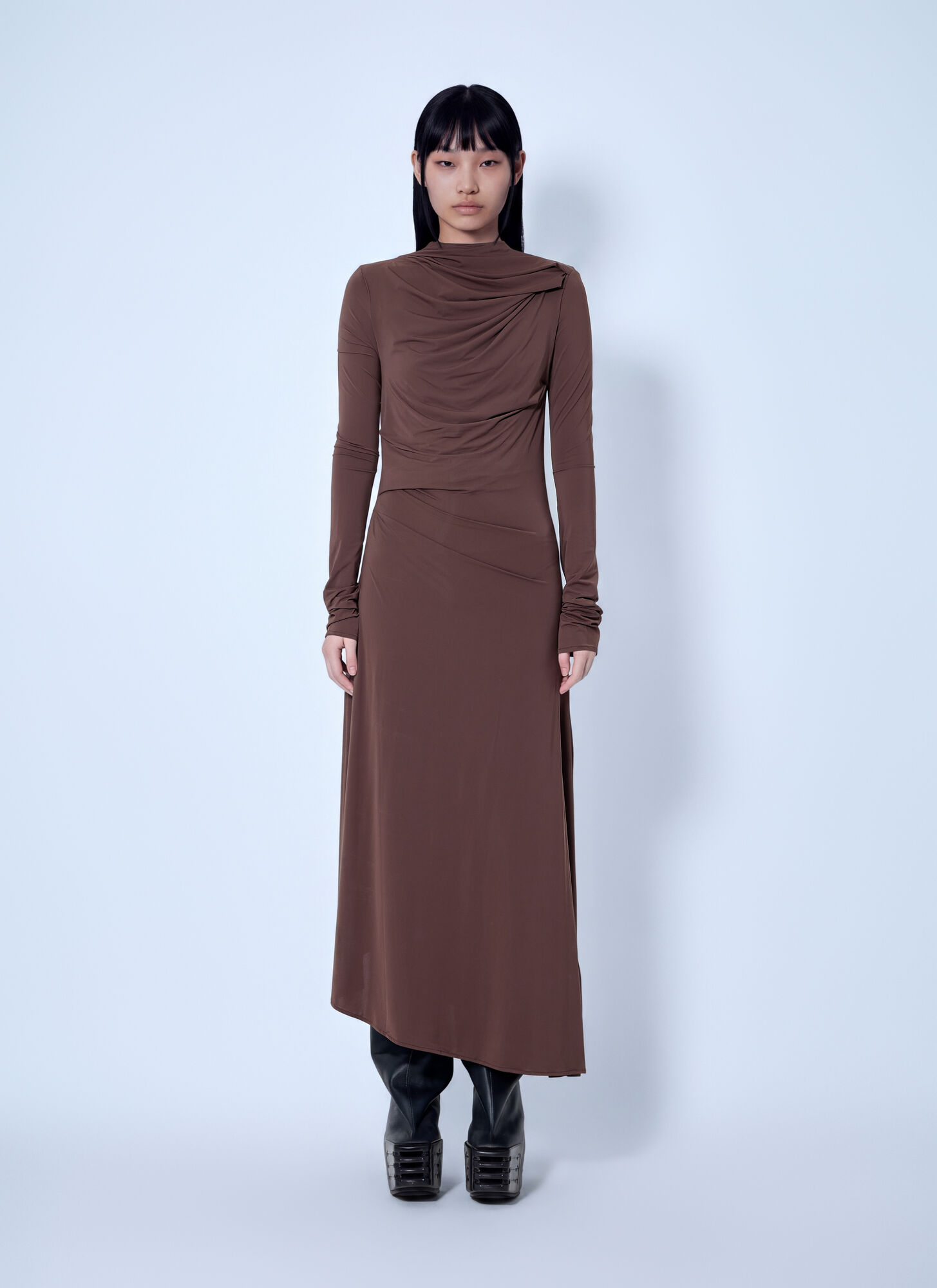 Entire Studios Draped Long Sleeve Dress - Woman Dresses Brown Xs