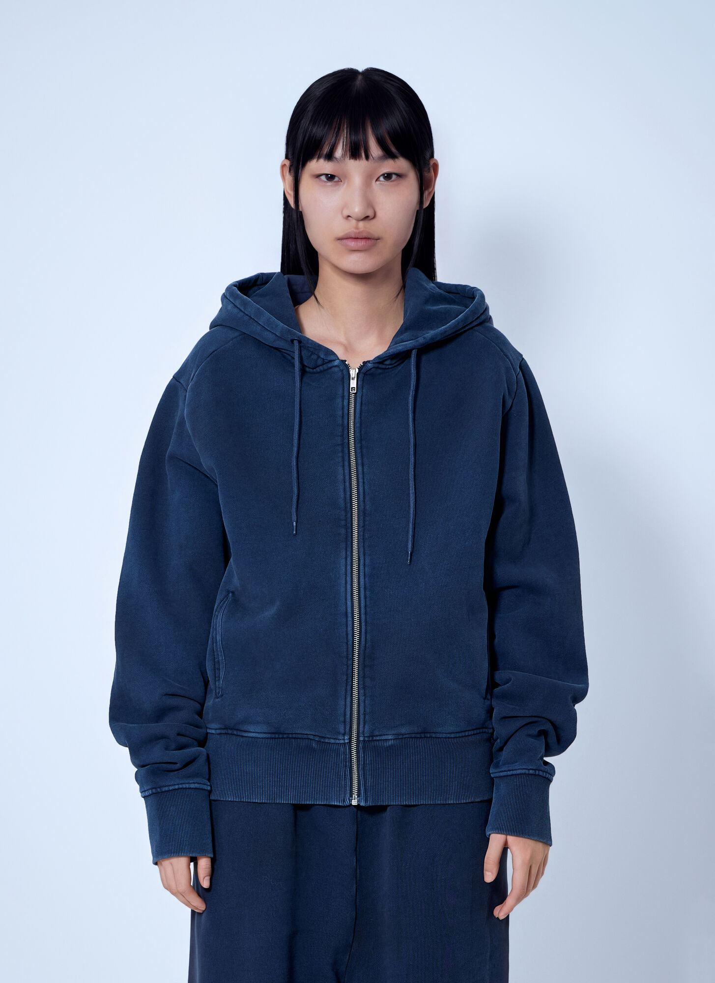 Entire Studios Women's Navy Slim Zip Up Hoodie - Woman Sweatshirts L