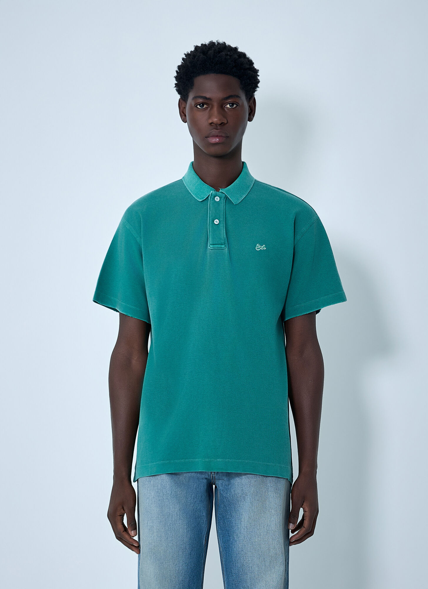 Erl Logo Motif Polo Shirt - Man Polo Shirts Green M