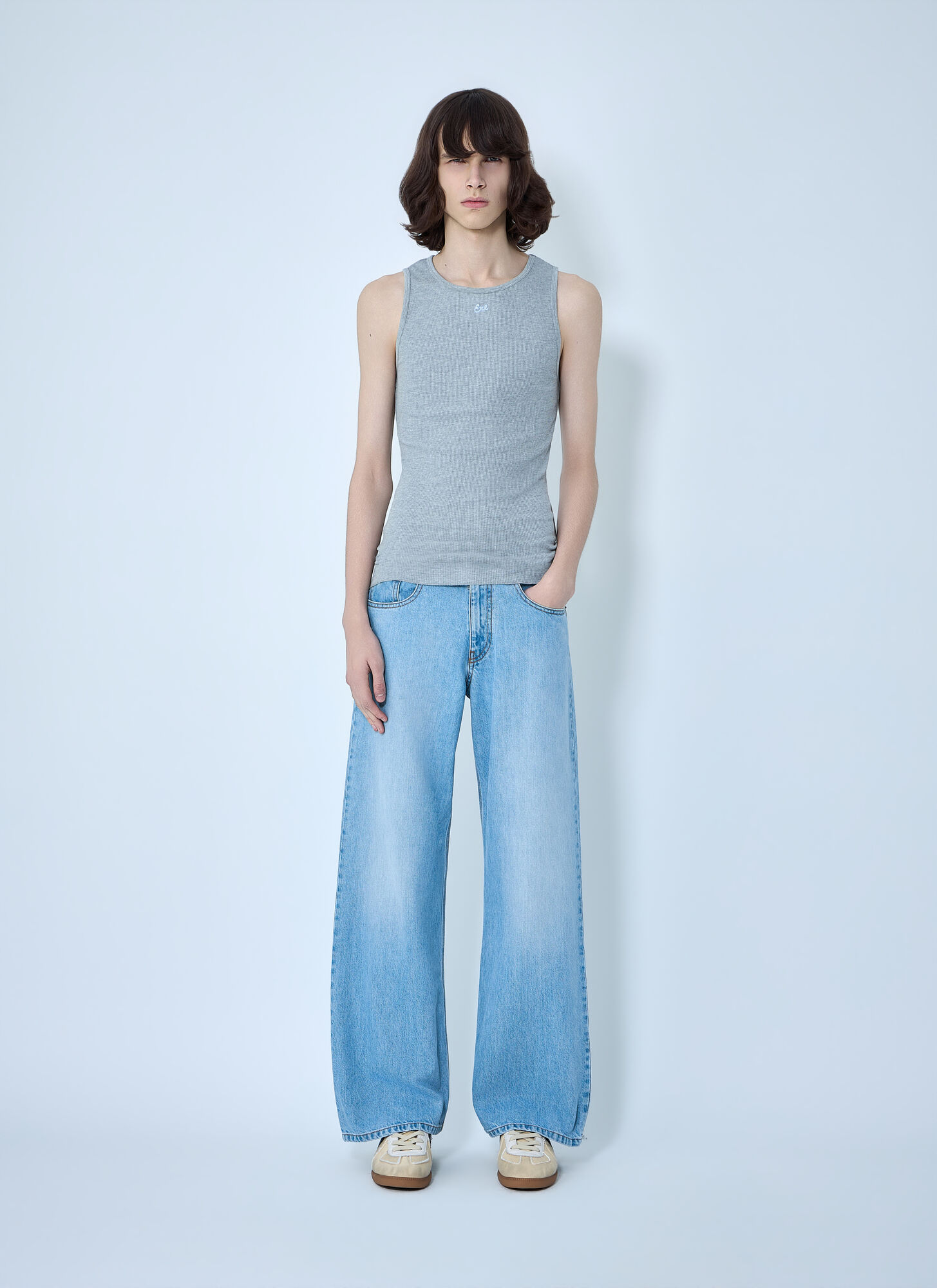  Erl Erl Ribbed Tank Top - Mann Tops Grey M 