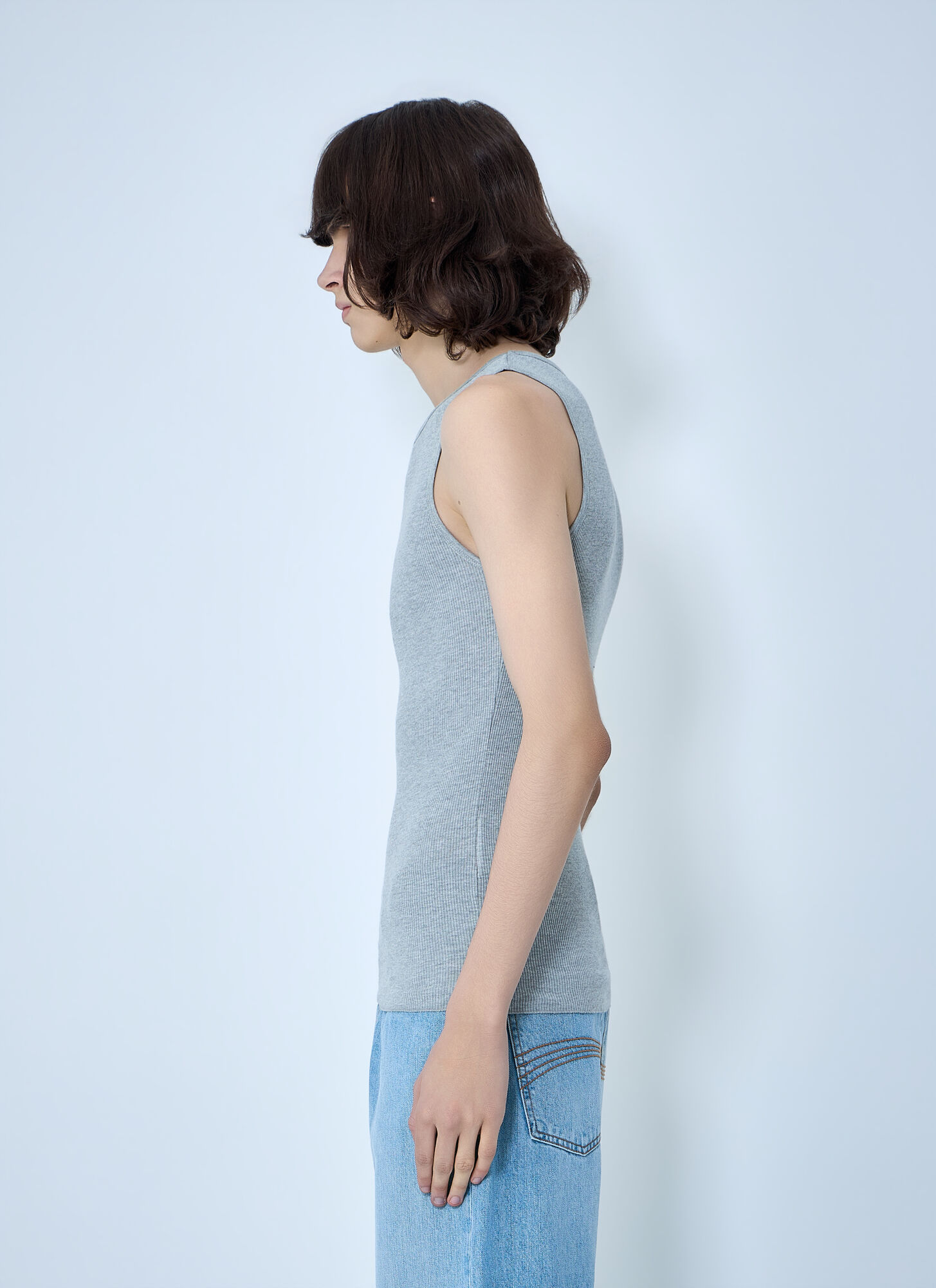  Erl Erl Ribbed Tank Top - Mann Tops Grey M 