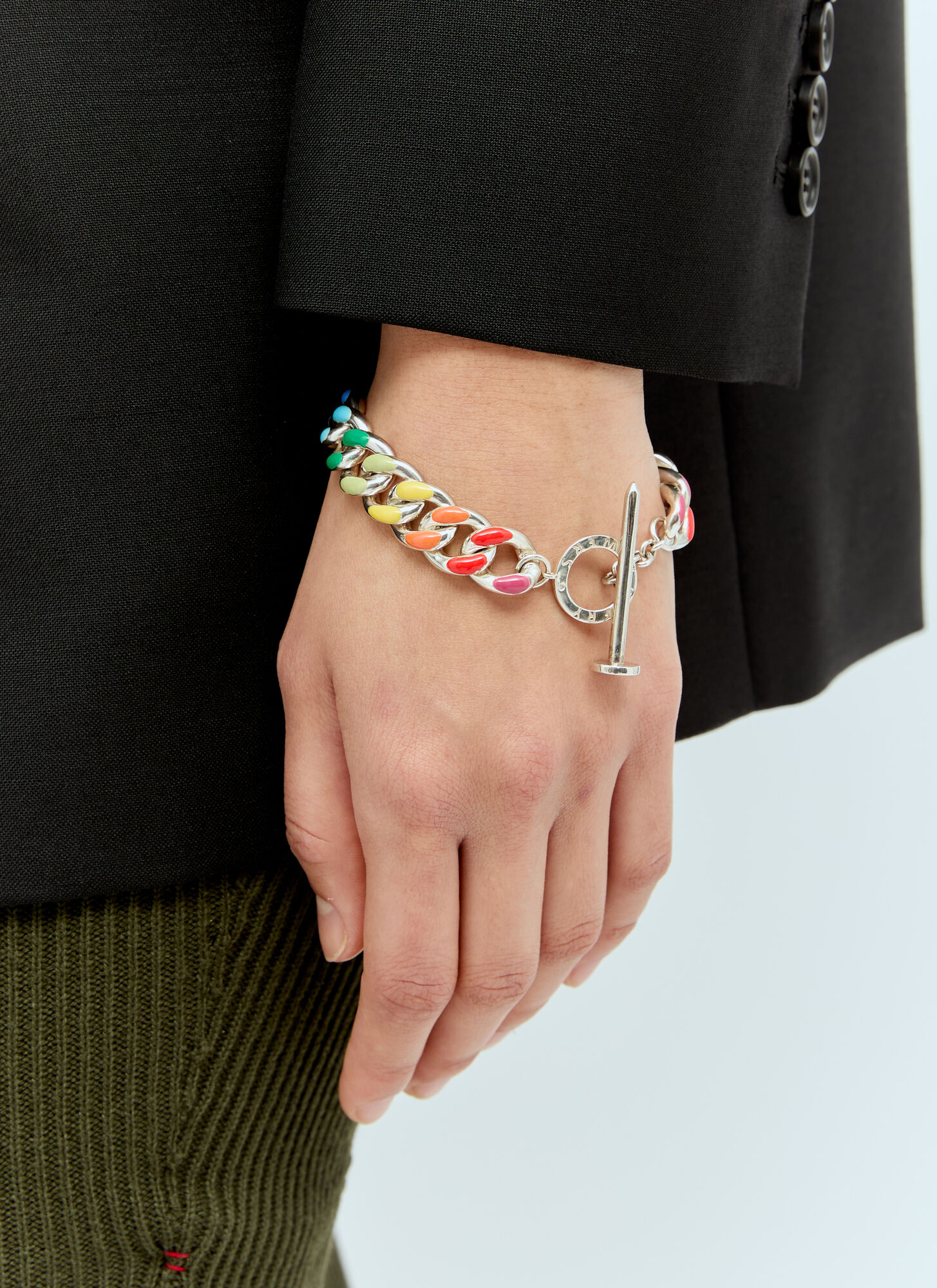 Fry Powers Rainbow Chunky Chain Link Bracelet - Woman Jewellery Silver One Size - Immagine 1