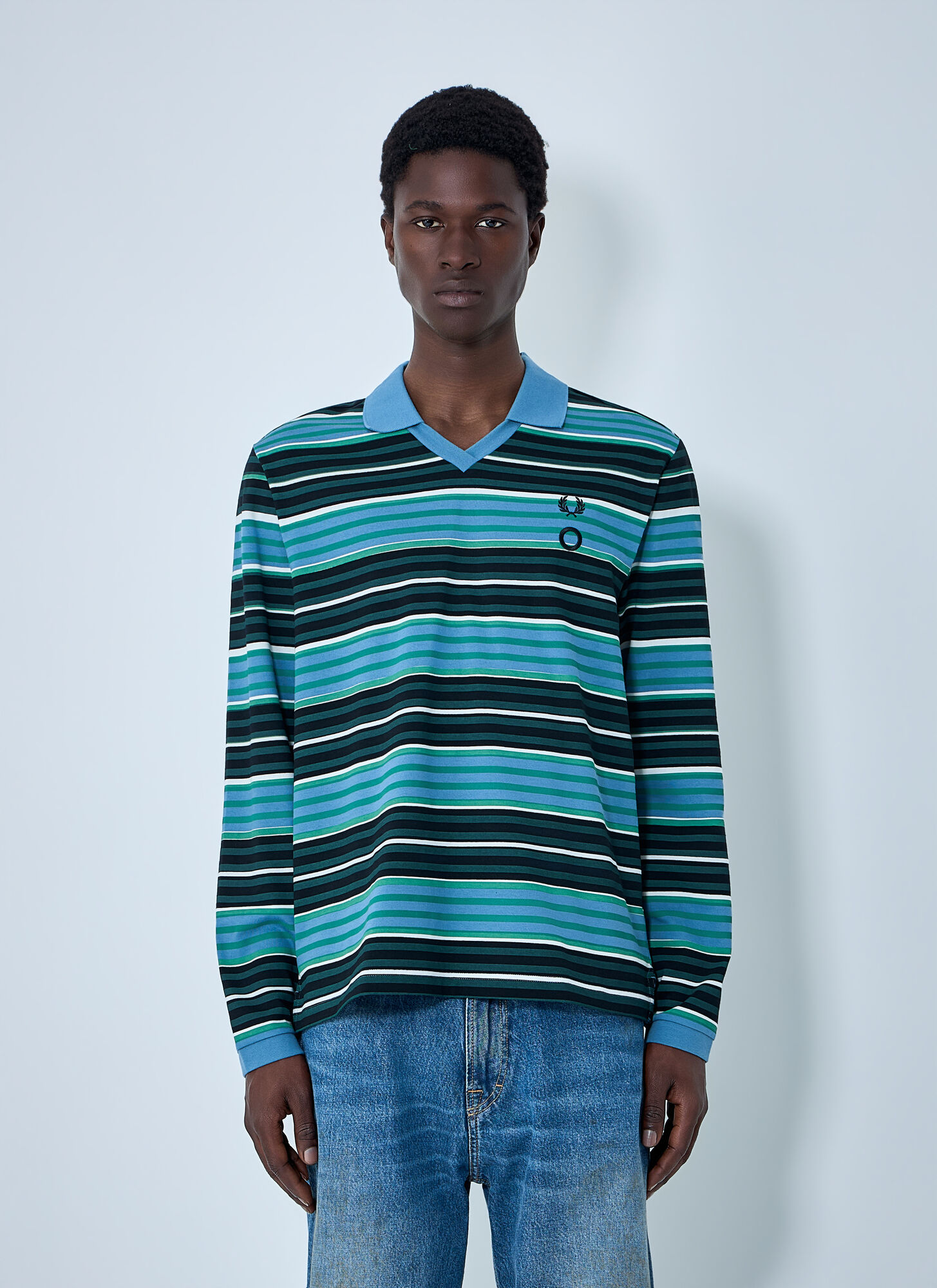 Fred Perry x Craig Green Striped Long-sleeve Polo Shirt - Man Polo Shirts Multicolour S