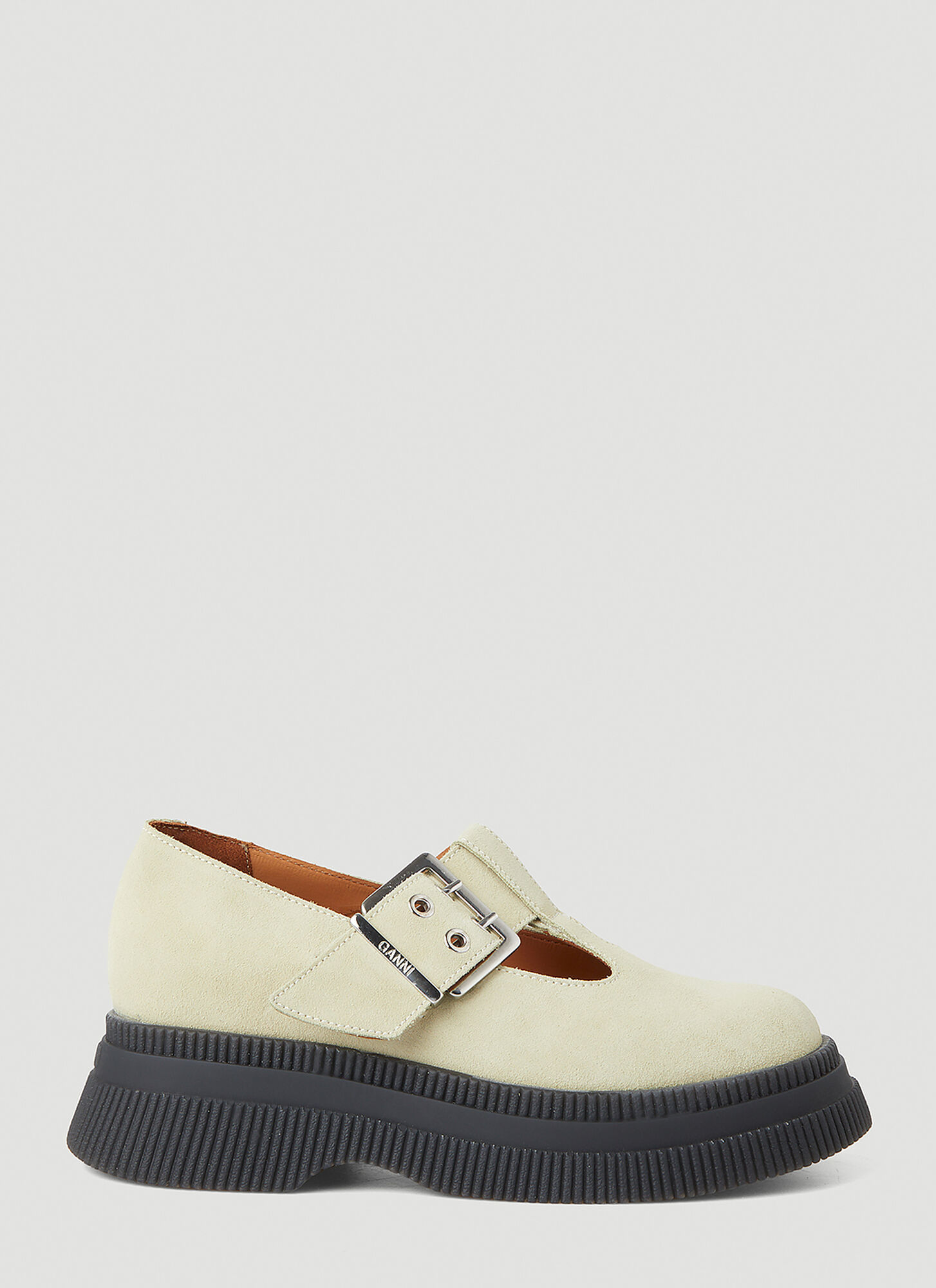 Ganni Mary Jane Creeper Loafers In Neutral
