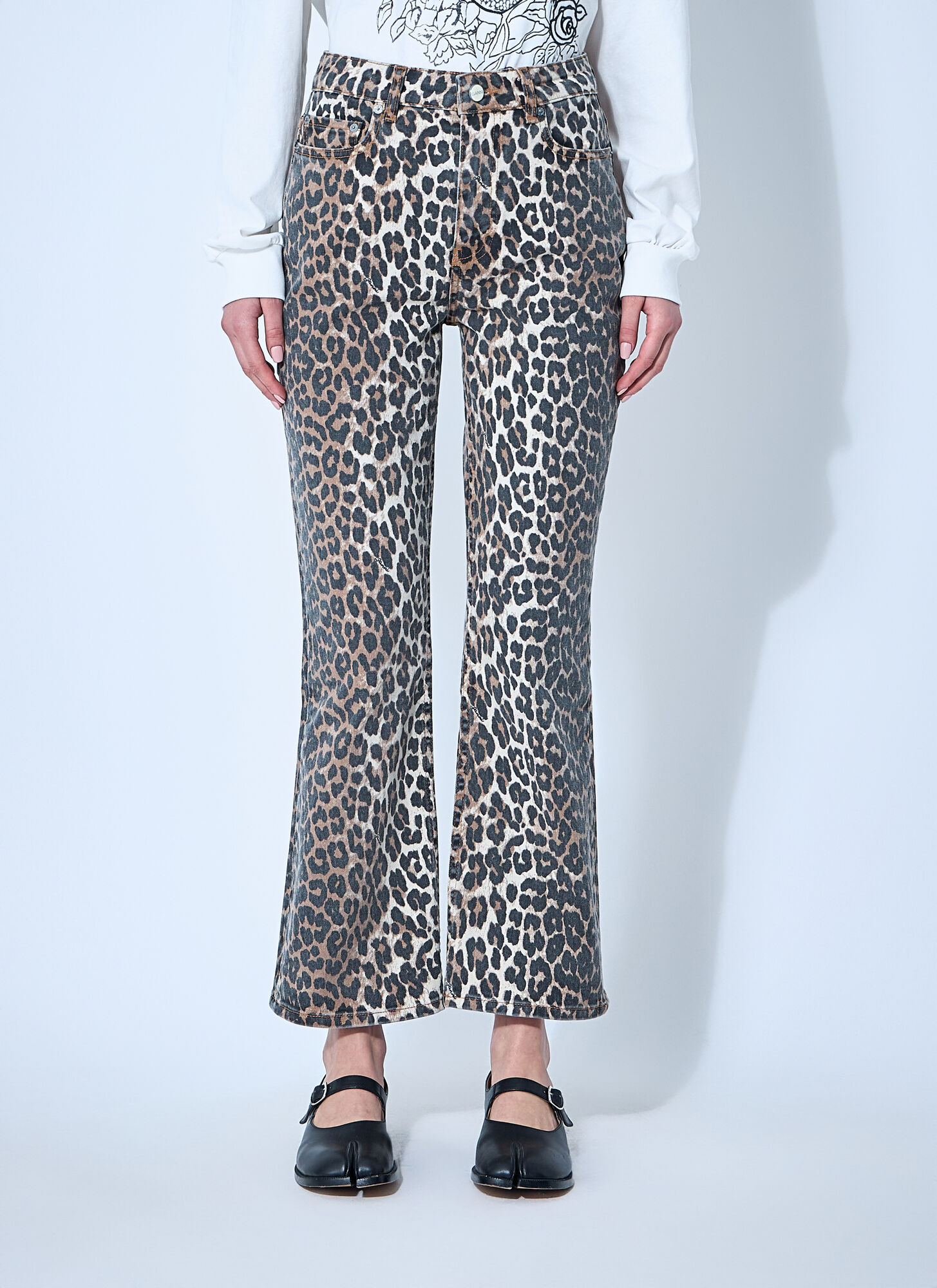 GANNI Betzy Leopard Print Jeans - Woman Jeans Brown 28　GANNI Betzy ヒョウ柄ジーンズ - 女性ジーンズ ブラウン 28 GANNI