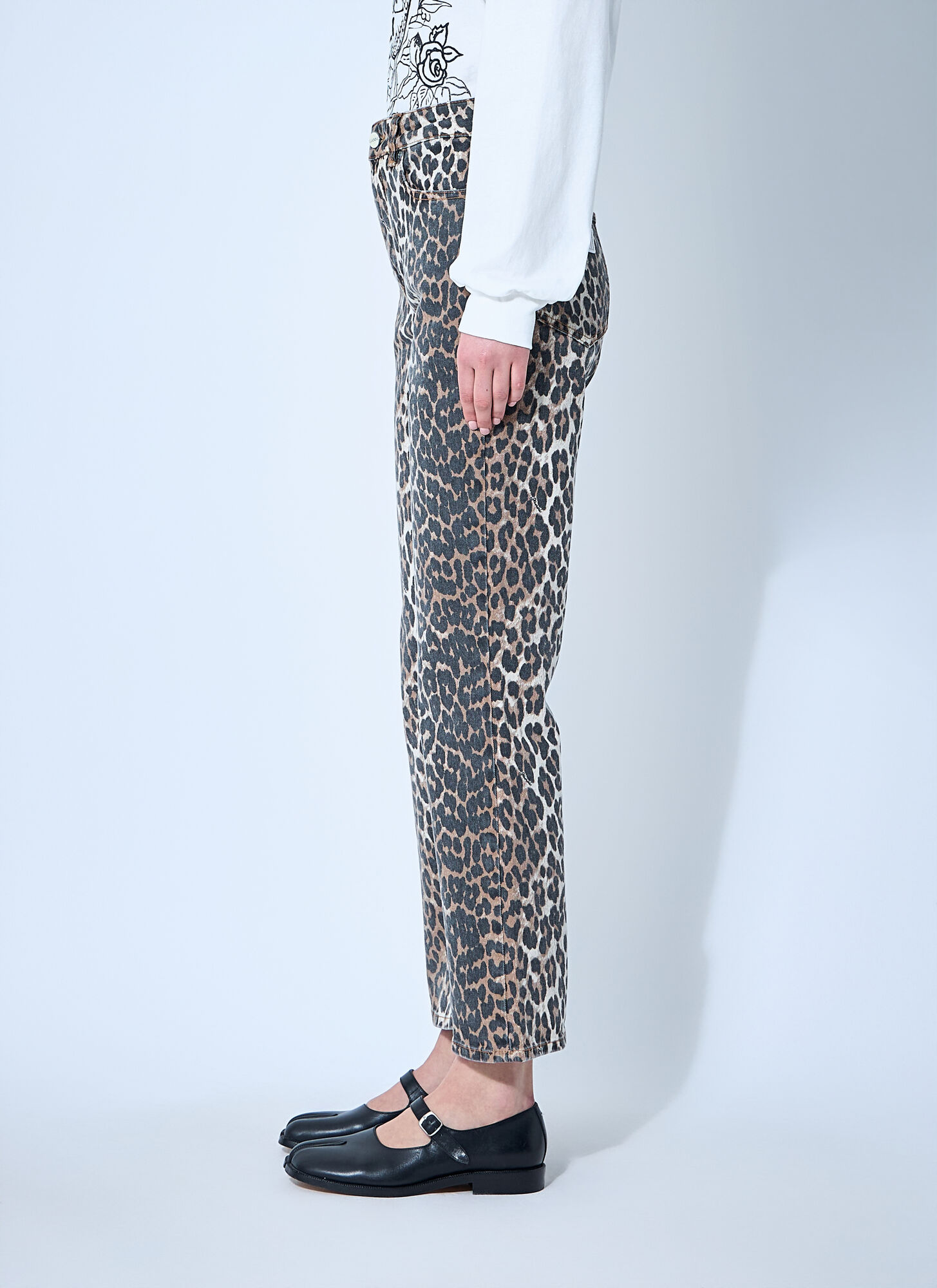  Ganni Ganni Betzy Leopard Print Jeans - Frau Jeans Brown 28 