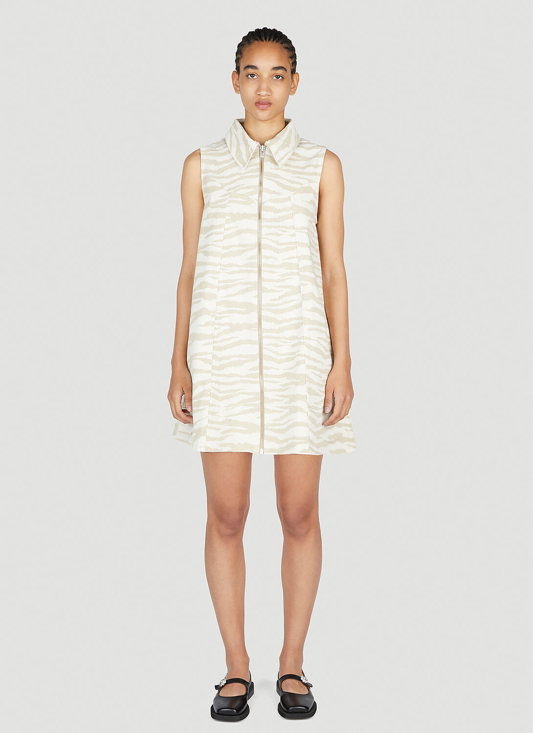 GANNI Zebra Print Mini Dress – Woman Dresses Beige Eu – 36