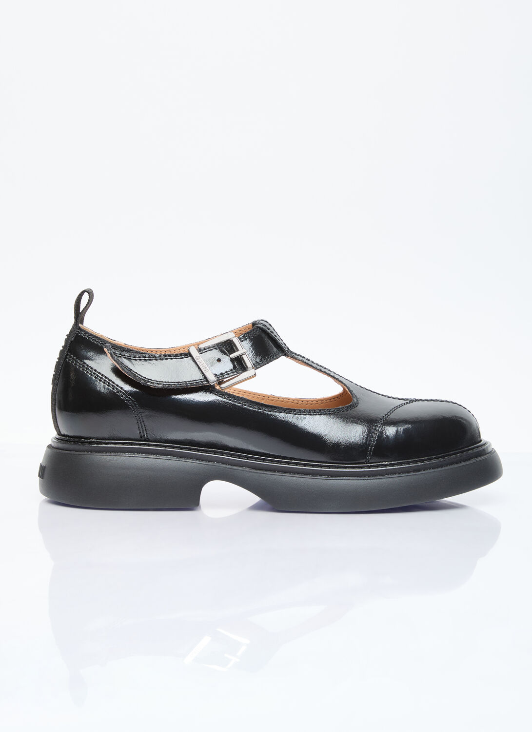 Shop Ganni Everyday Buckle Mary Jane Shoes In Black