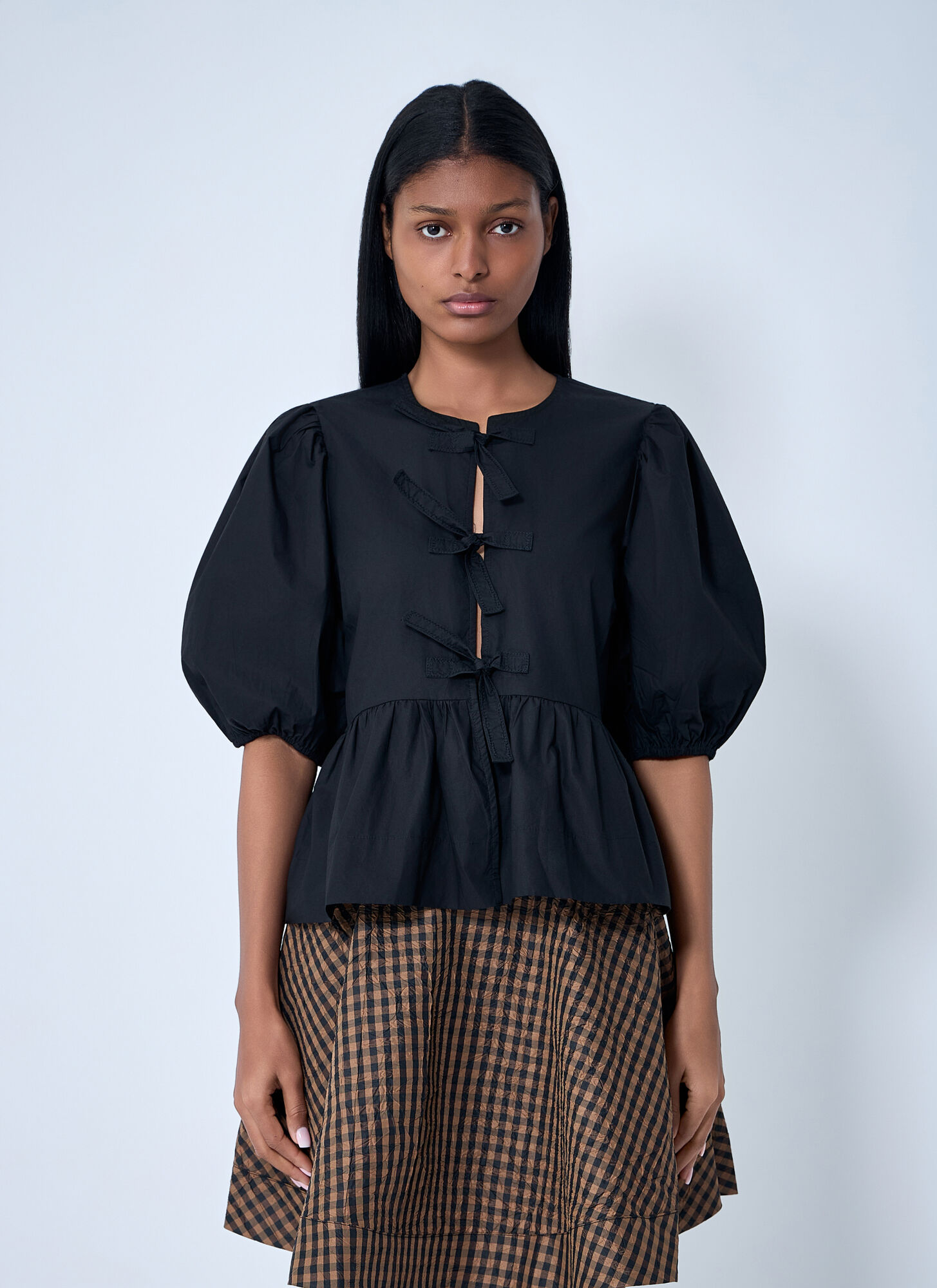 GANNI Peplum Blouse - Woman Shirts Black Fr - 36　GANNI ペプラム ブラウス - 女性シャツ ブラック Fr - 36 GANNI