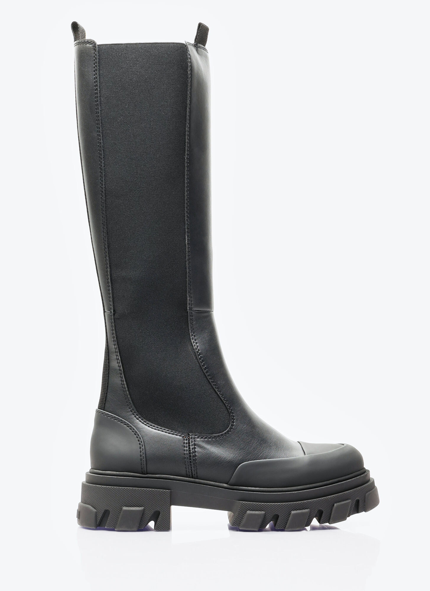 Ganni Cleated High Chelsea Boots In Black