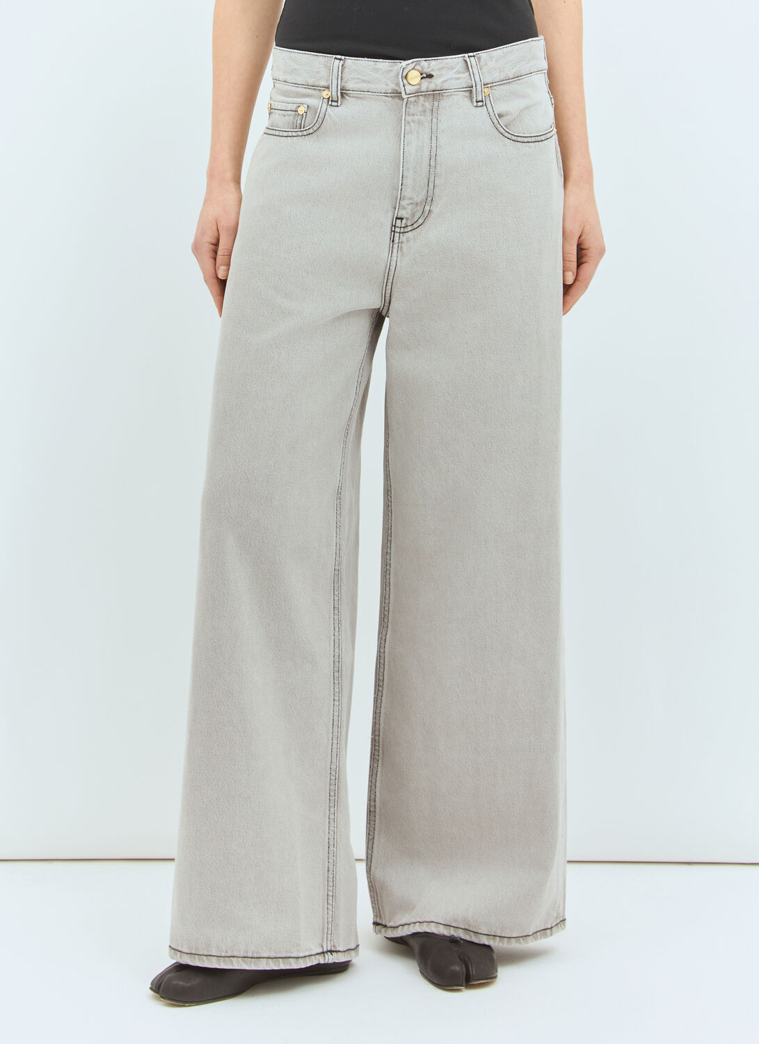 Ganni Future Wide-leg Jeans In Grey