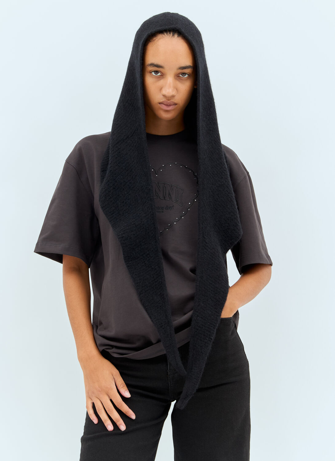 Ganni Women Soft Wool Balaclava In Black