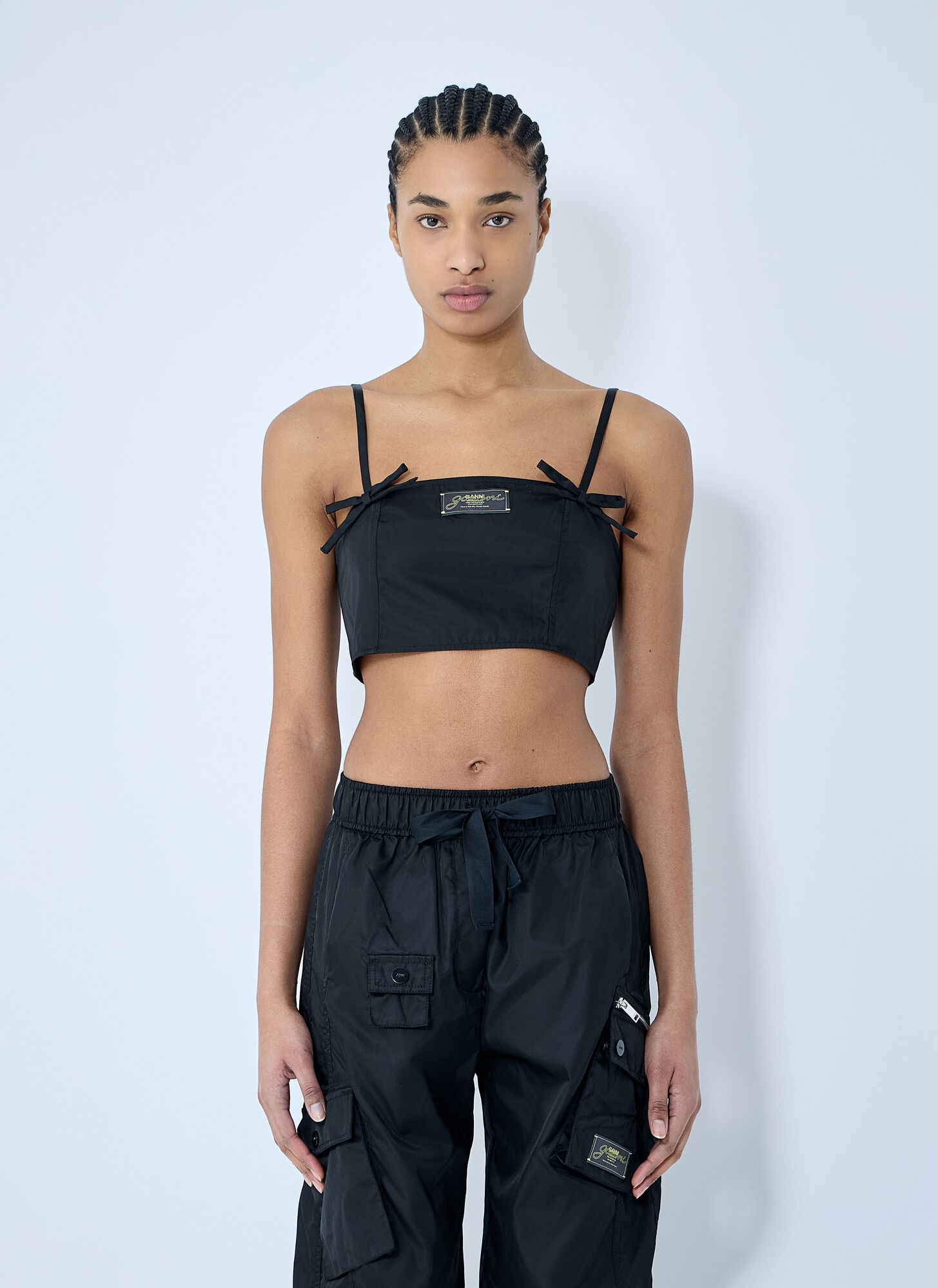 GANNI Duchesse Strap Top - Woman Tops Black Fr - 40　GANNI Duchesse ストラップ トップ - 女性トップス ブラック Fr - 40 GANNI