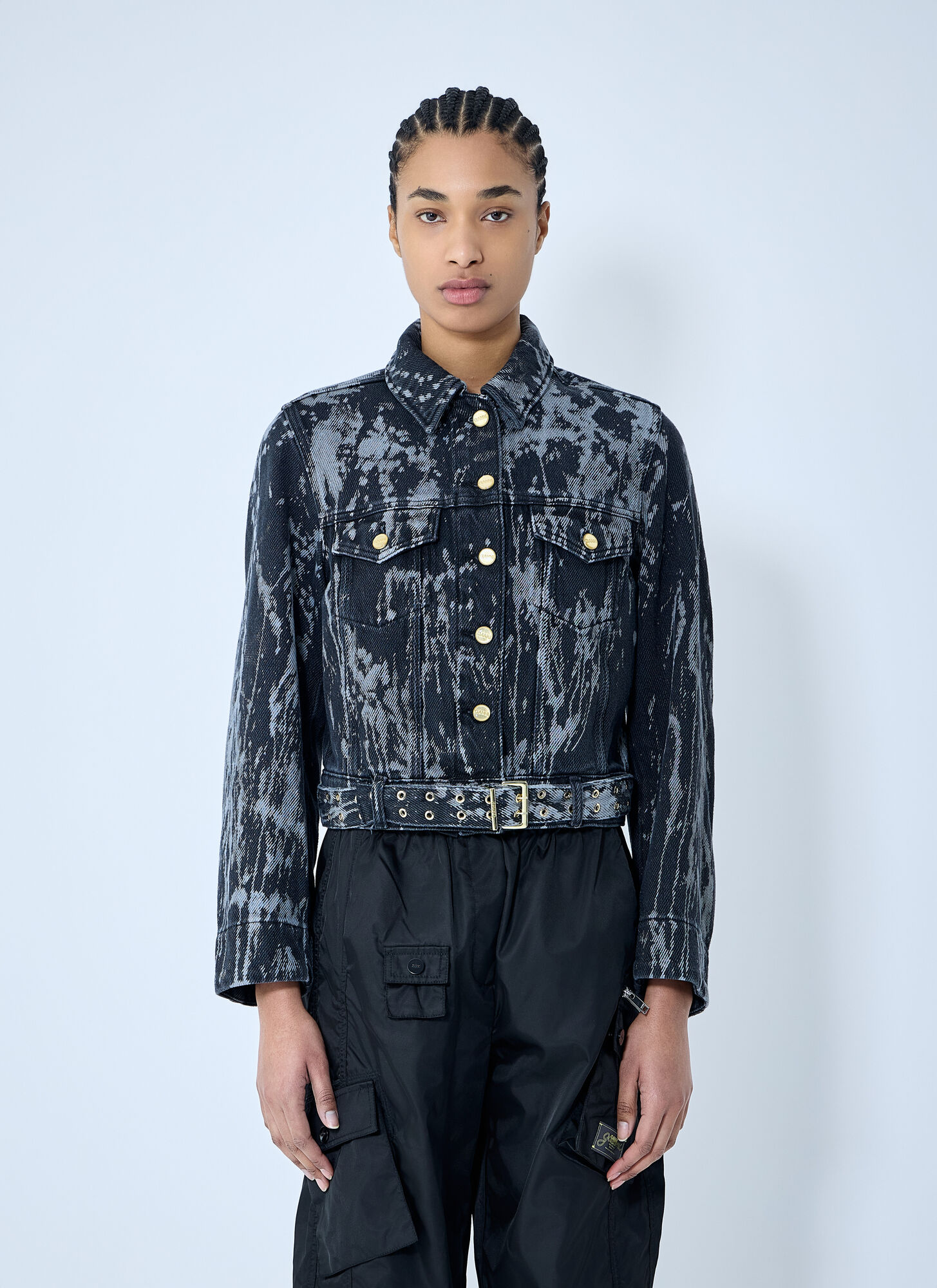 GANNI Heavy Denim Belted Jacket - Woman Jackets Blue Fr - 38　GANNI ヘビー デニム ベルテッド ジャケット - 女性ジャケット ブルー Fr - 38 GANNI