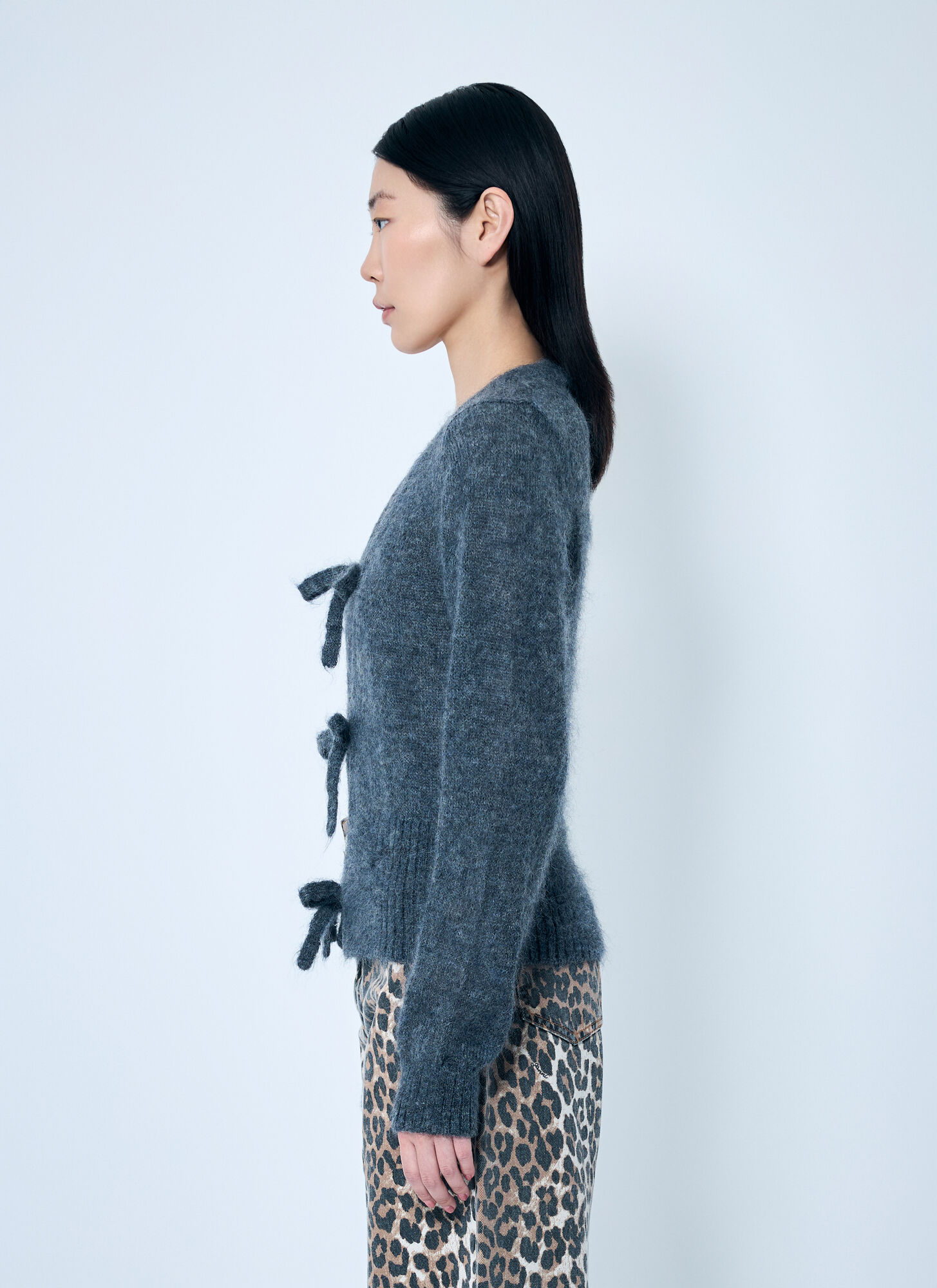  Ganni Ganni Light Mohair Tie-string Cardigan - Frau Strick Grey L 