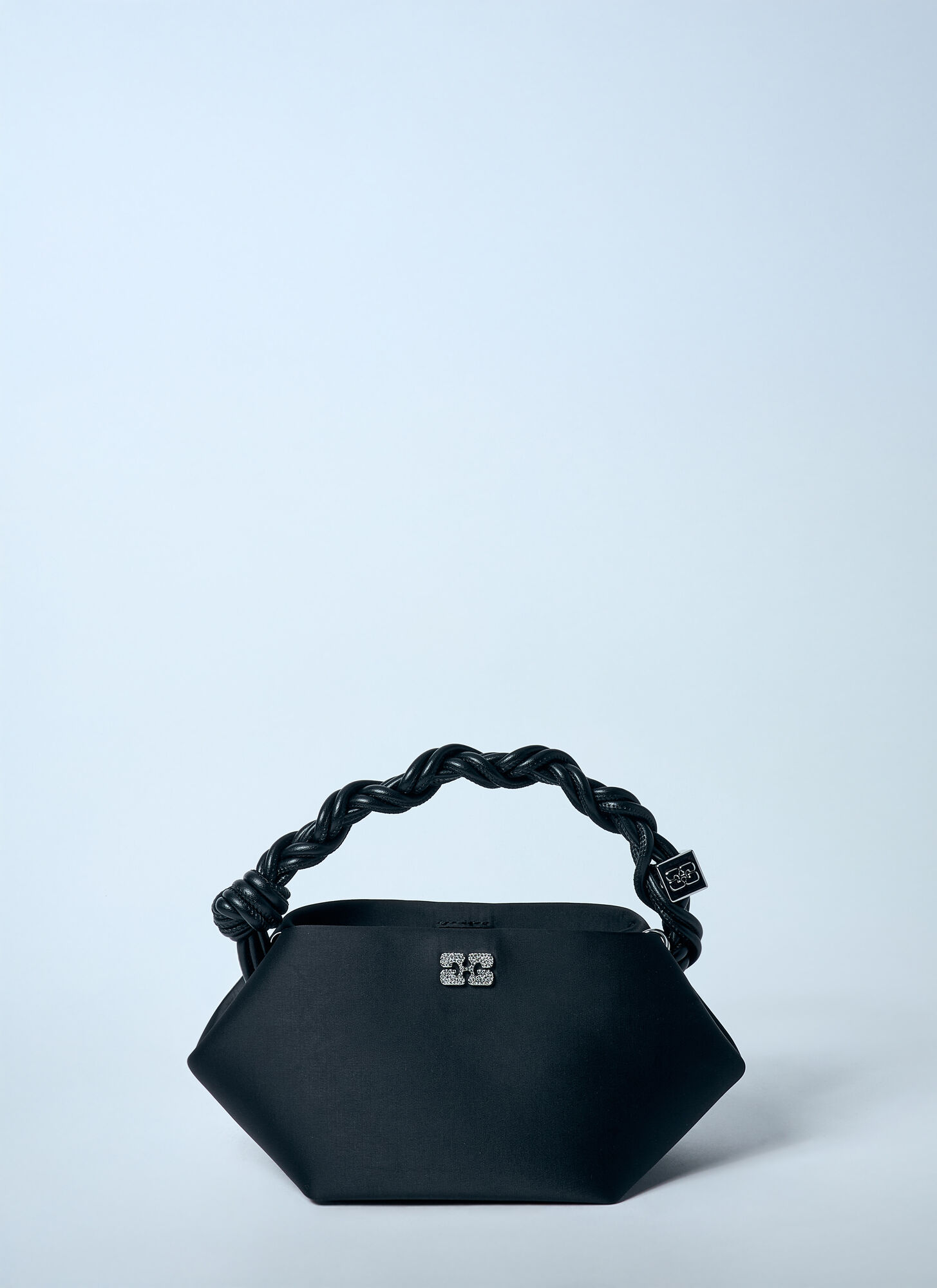 GANNI Satin Mini Bou Handbag - Woman Clutch Bags Black One Size
