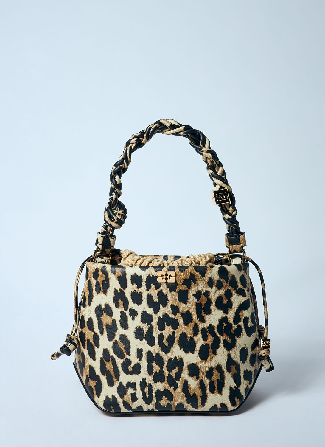 GANNI Leopard Bou Bucket Bag - Woman Handbags Brown One Size