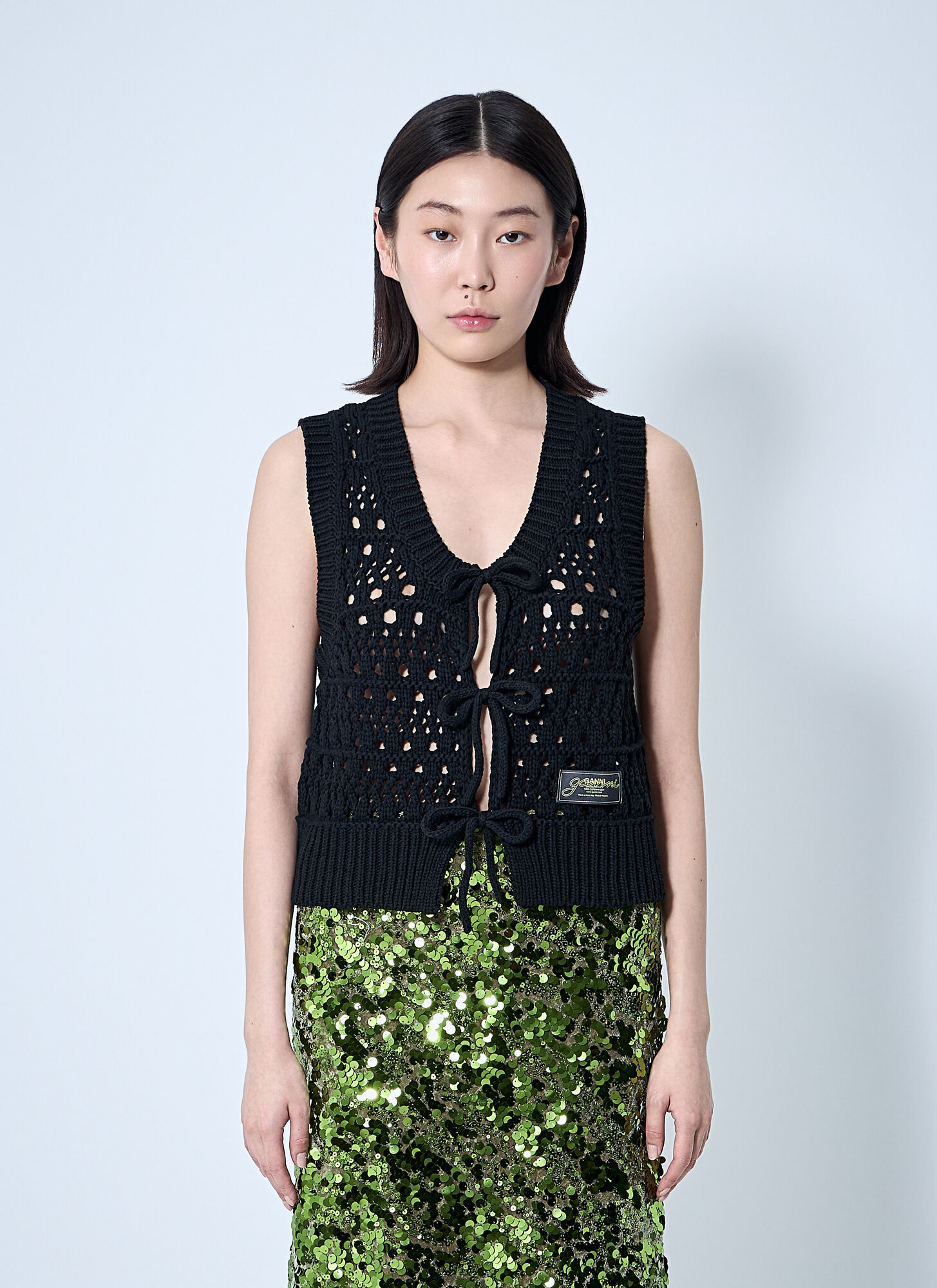 Ganni 徽标贴饰背心 - Female 针织衫 Black M