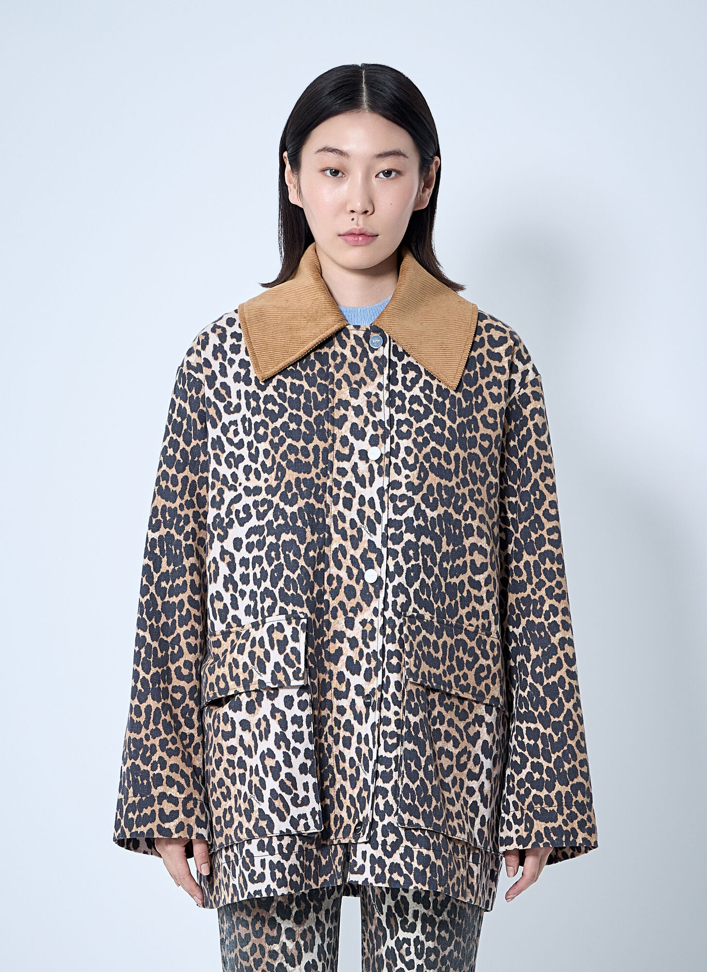 GANNI Printed Canvas Jacket - Woman Jackets Brown Xxs - Xs　GANNI プリント キャンバス ジャケット - 女性ジャケット ブラウン Xxs - Xs GANNI