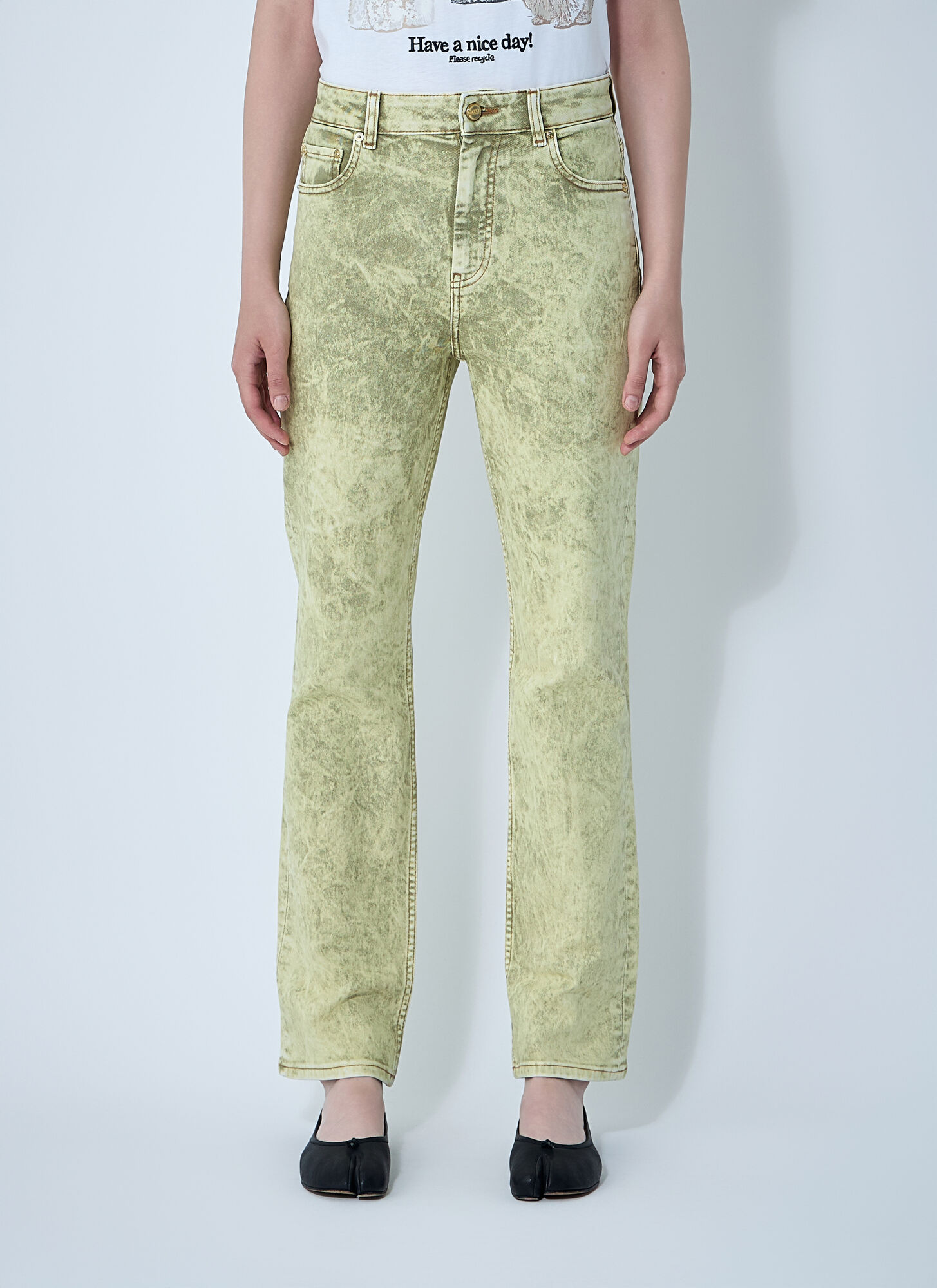 GANNI Foil Overdyed Jeans - Woman Jeans White 28　GANNI フォイル オーバーダイ ジーンズ - ウィメンズ ジーンズ ホワイト 28 GANNI