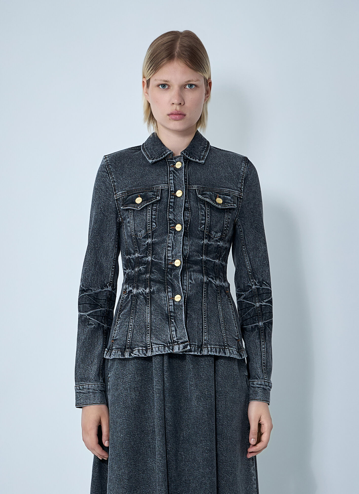 Ganni Donna Nero - Stretch Denim Jacket, Size: Fr - 34