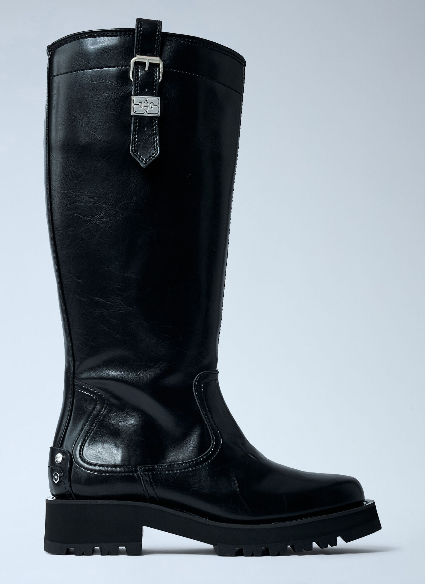 Ganni Women's Black Studs High Boots - Woman Boots Eu - 39
