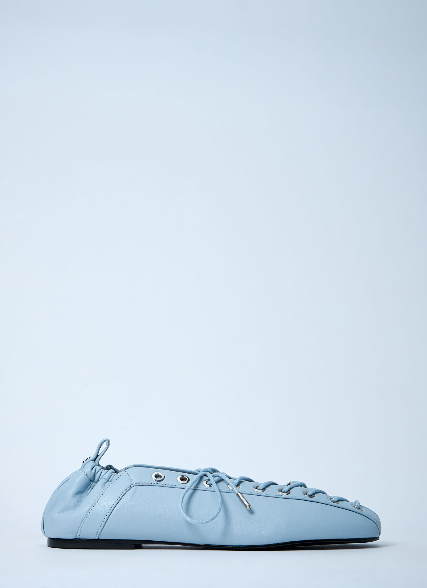 Ganni Women Eyelets Lace Up Ballerina In Blue