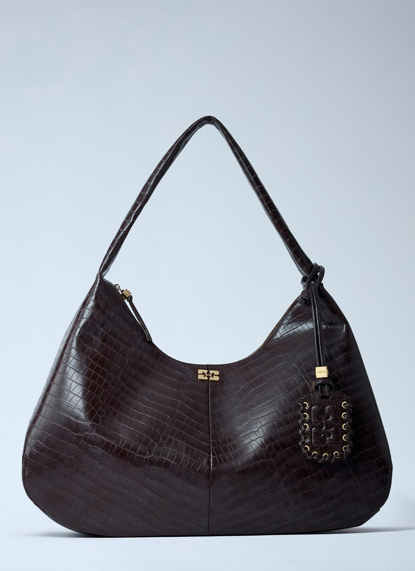 GANNI Extra Large Bou Hobo Handbag - Woman Handbags Brown One Size　GANNI エクストラ ラージ ブー ホーボー ハンドバッグ - 女性用ハンドバッグ ブラウン フリーサイズ GANNI