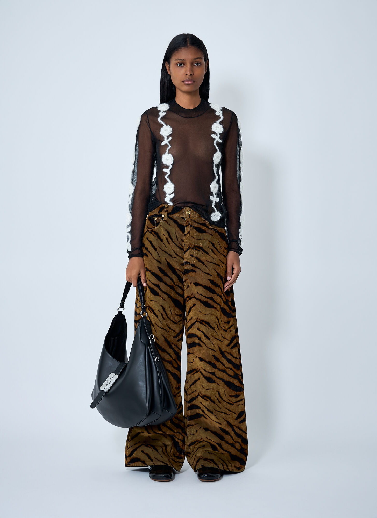  Ganni Ganni Sheer Floral Crochet Sweater - Frau Tops Black L 