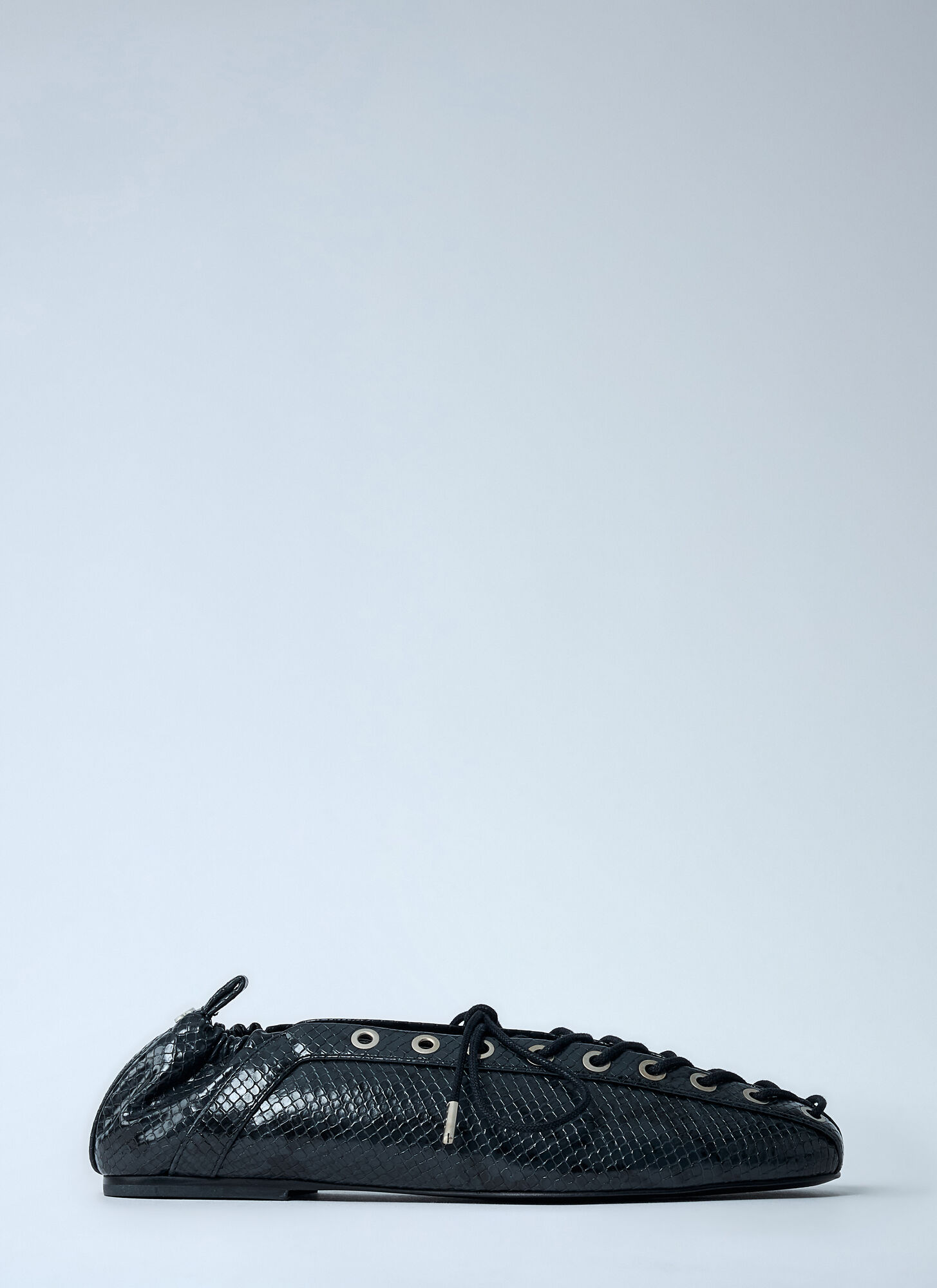 GANNI Eyelet Lace-up Ballerina Flats - Woman Flats Black Eu - 38　GANNI アイレット レースアップ バレリーナ フラット - 女性フラット ブラック Eu - 38 GANNI