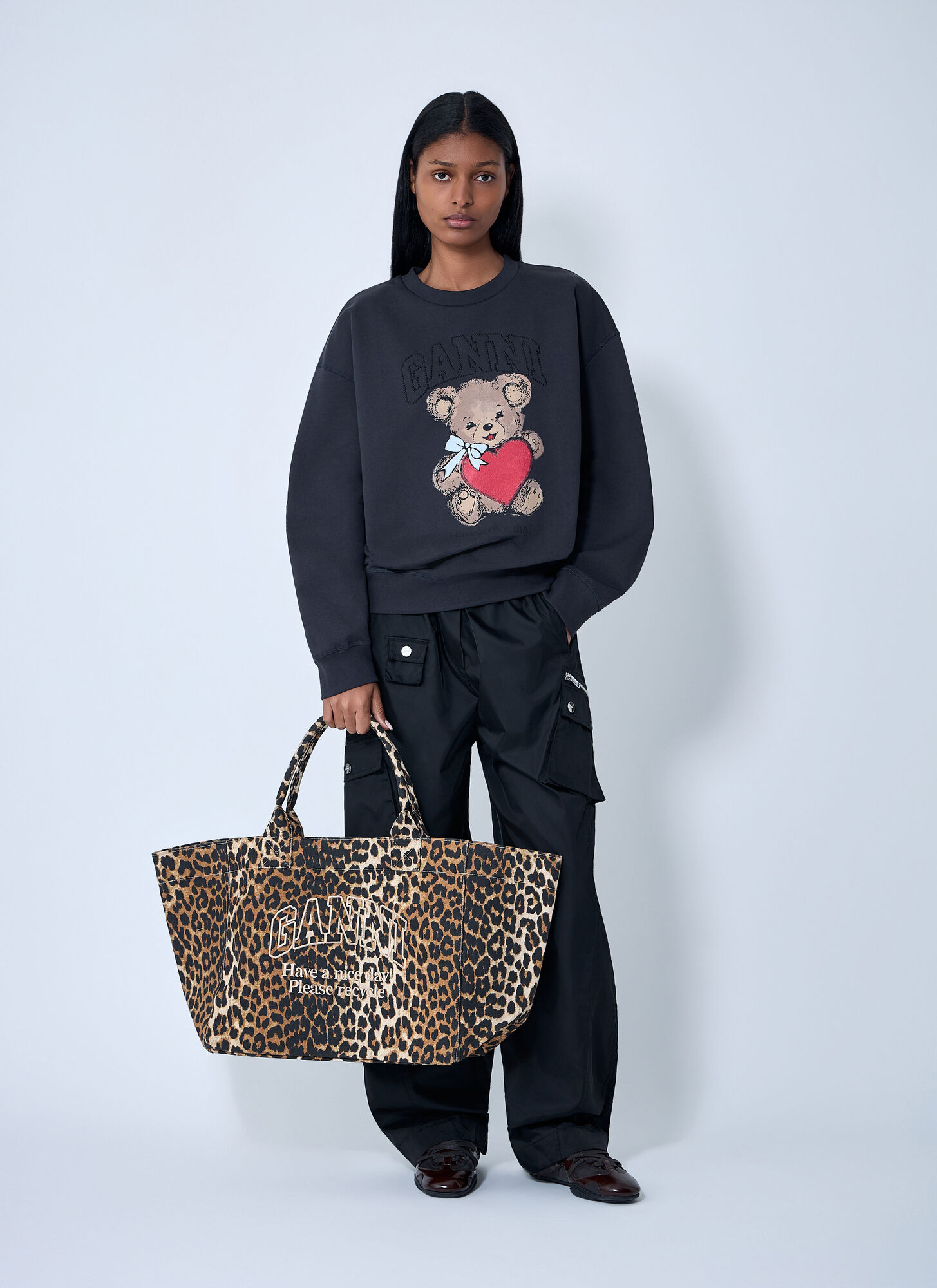  Ganni Ganni Logo Motif Sweatshirt - Frau Sweatshirts Black S 
