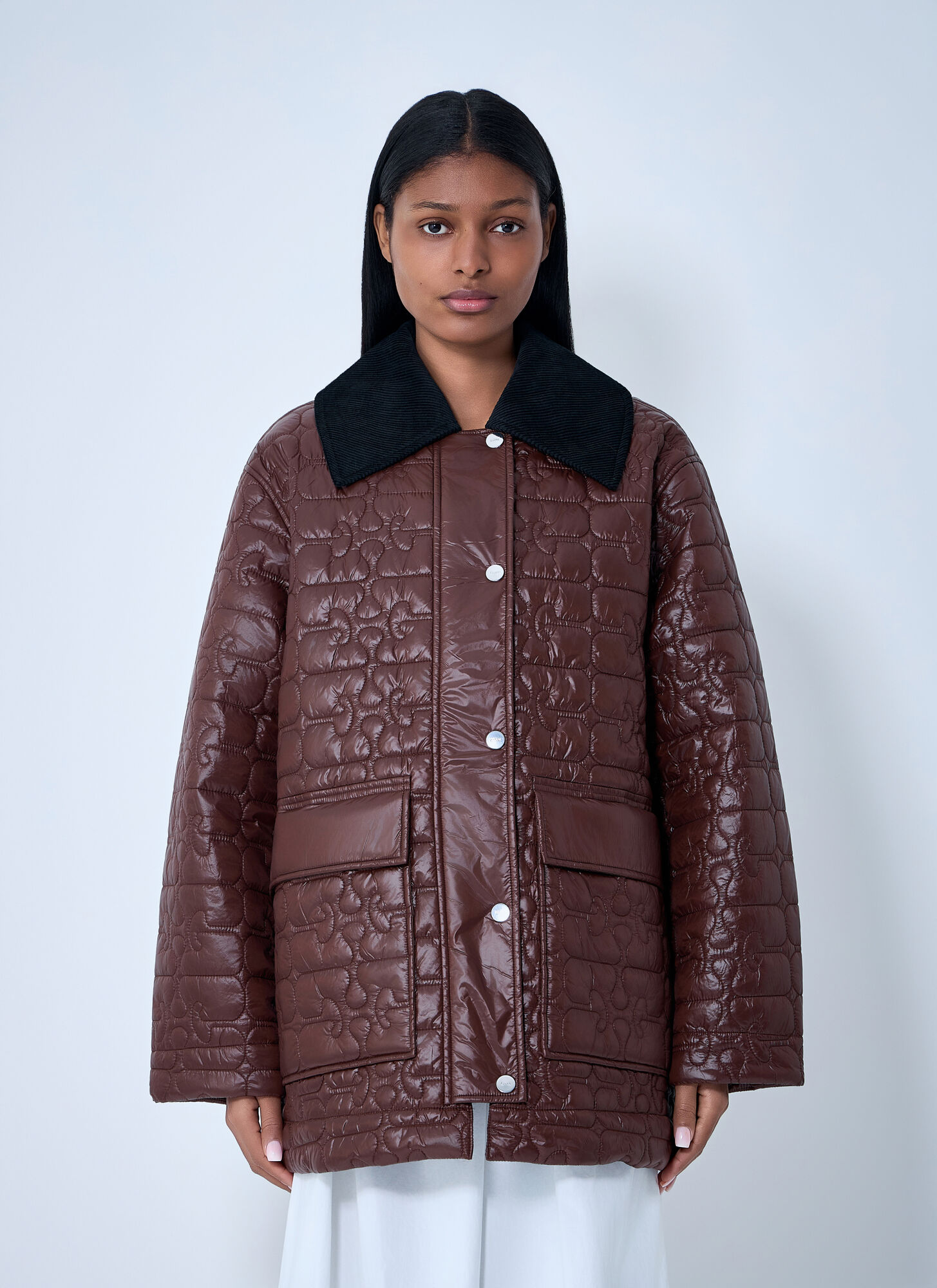GANNI Quilted Jacket - Woman Jackets Brown Xxs - Xs　GANNI キルティング ジャケット - 女性ジャケット ブラウン Xxs - Xs GANNI