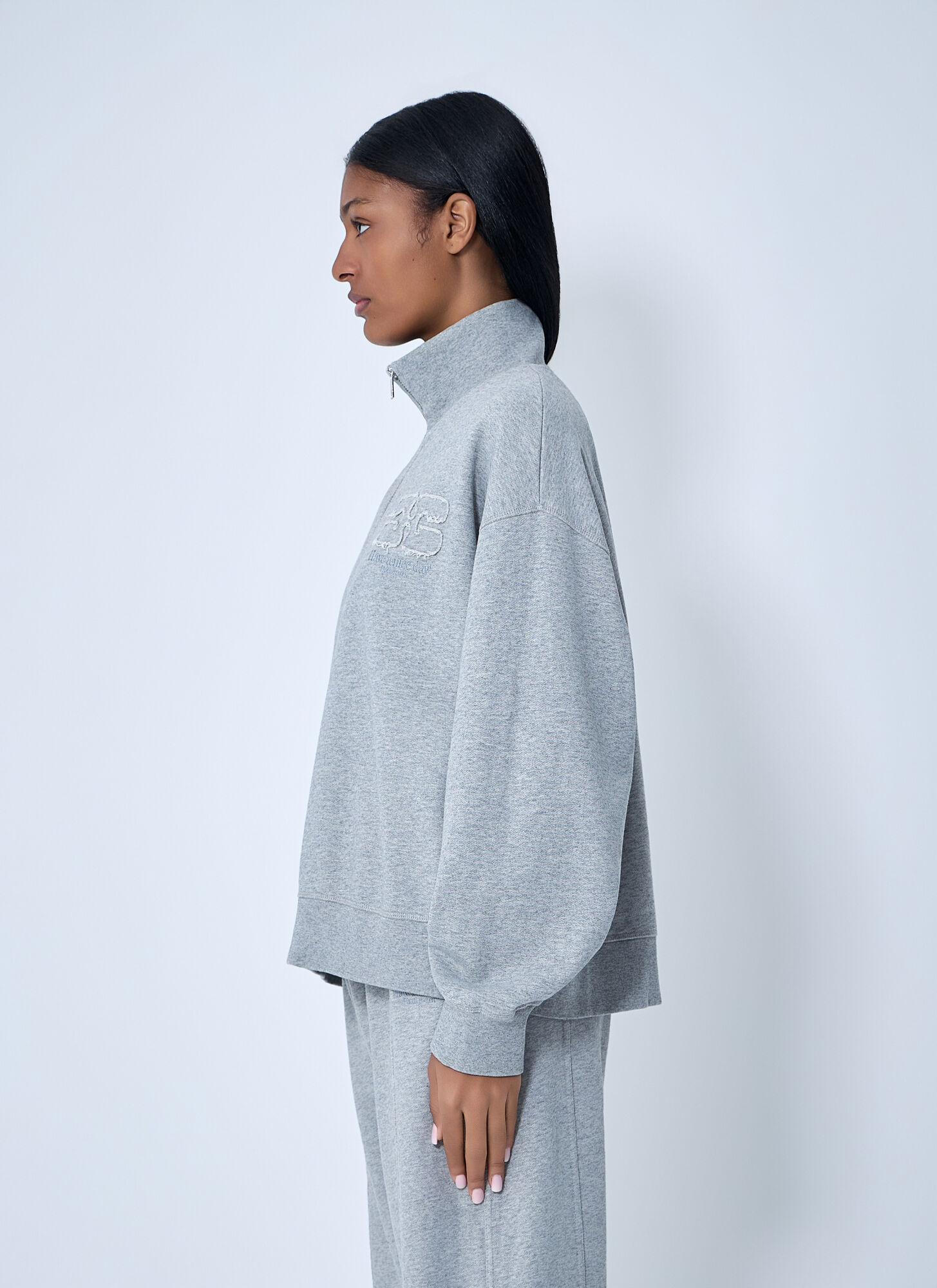  Ganni Ganni Half-zip Sweatshirt - Frau Sweatshirts Grey Xs 