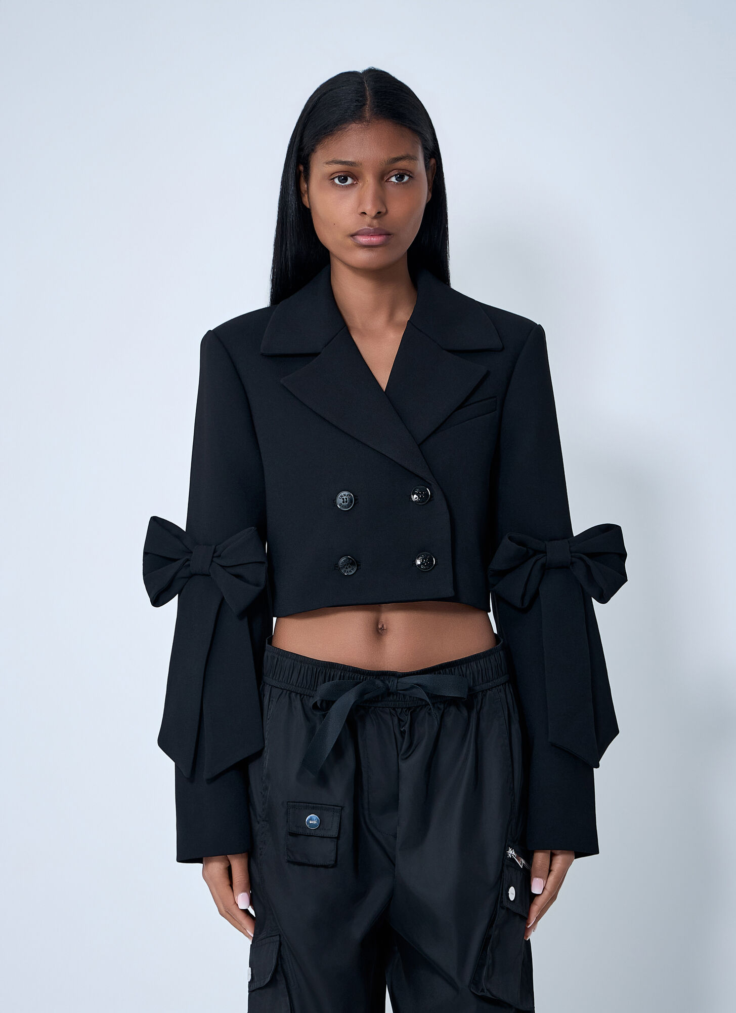 Ganni Cropped Blazer - Woman Blazers Black Fr - 36