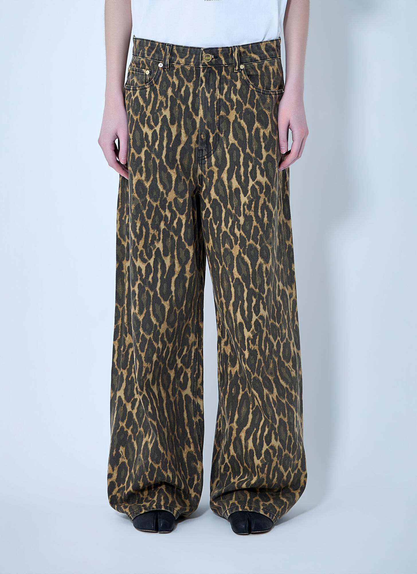 GANNI Print Denim Baggy Jeans - Woman Jeans Brown 25　GANNI プリント デニム バギー ジーンズ - 女性ジーンズ ブラウン 25 GANNI