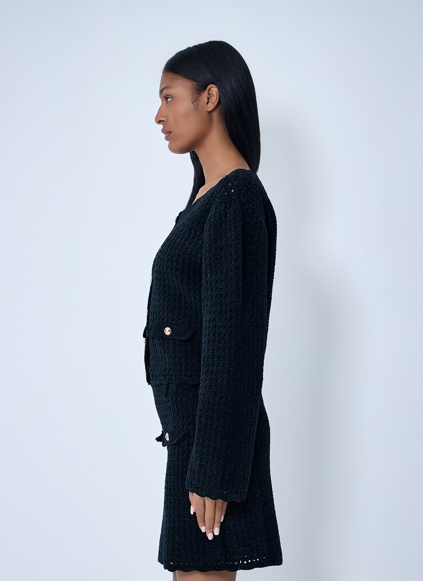 Ganni Ganni Crochet Cardigan - Frau Strick Black L 