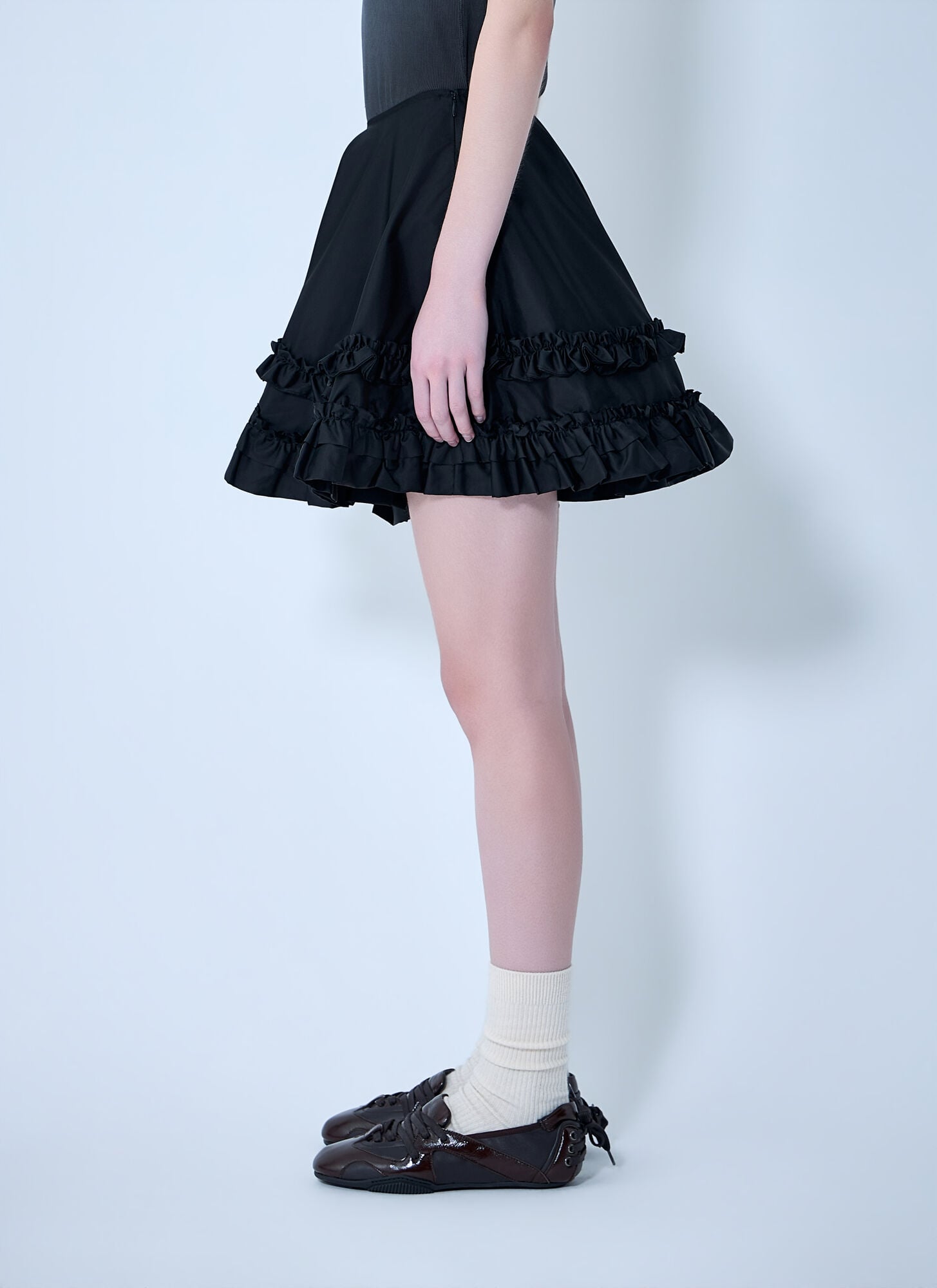  Ganni Ganni Duchesse Nylon Mini Frill Circle Skirt - Frau Röcke Black Fr - 40 
