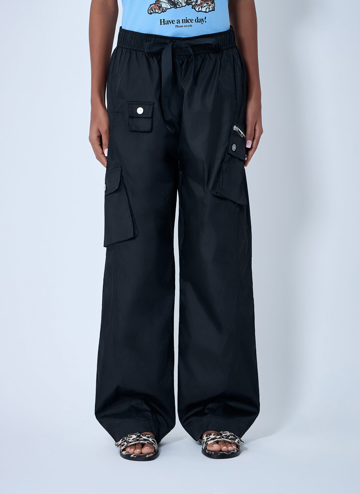GANNI Logo Motif Track Pants - Woman Pants Black Fr - 36　GANNI ロゴモチーフ トラック パンツ - ウーマン パンツ ブラック Fr - 36 GANNI