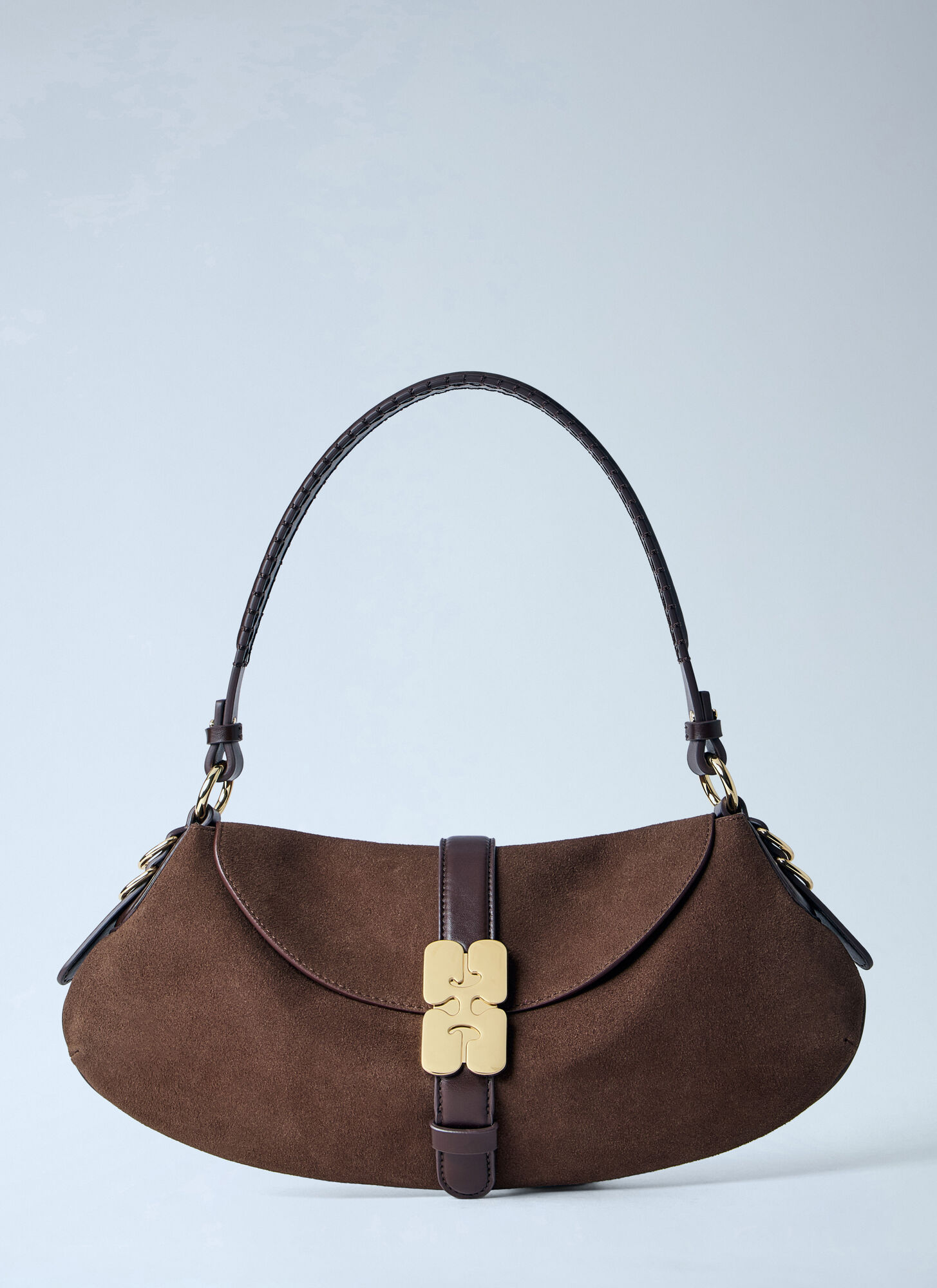 GANNI B-kat Suede Shoulder Bag - Woman Shoulder Bags Brown One Size　GANNI B-kat スエード ショルダー バッグ - 女性用ショルダー バッグ ブラウン フリー サイズ GANNI