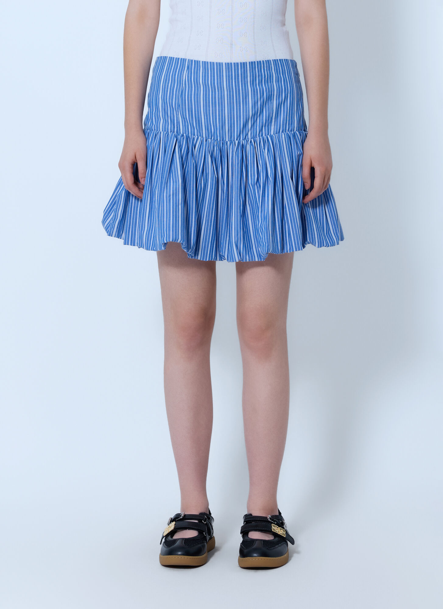 Ganni Striped Cotton Skirt - Female - Short Skirts - Blue - S - Skirts - Image 5
