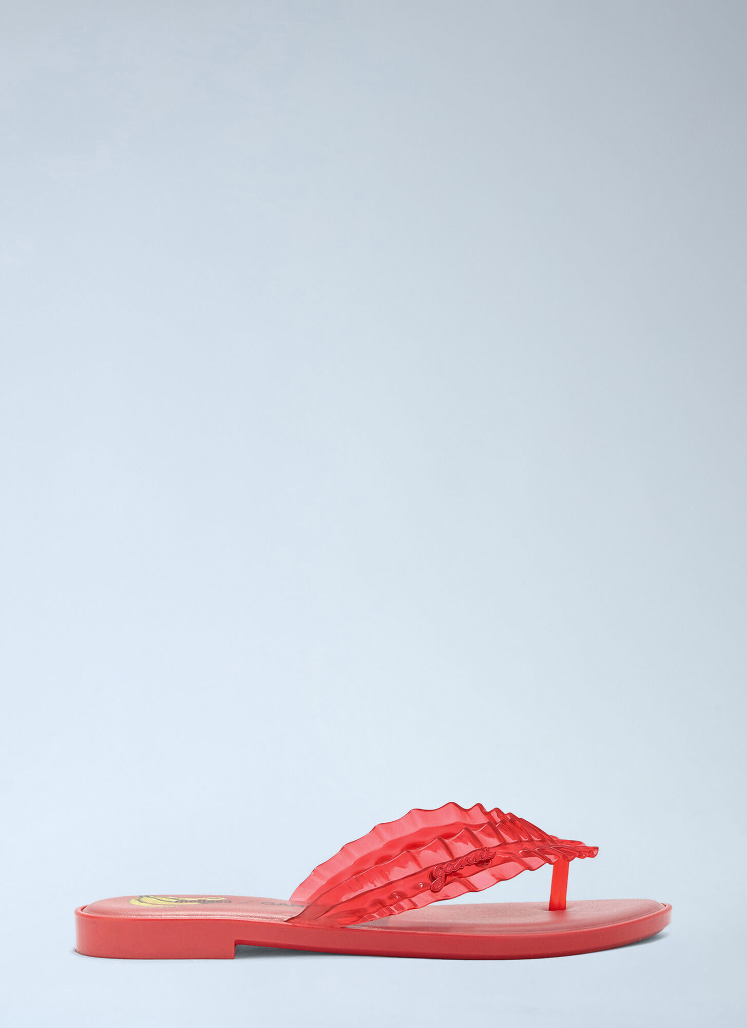 Ganni X Melissa Women's Red Ruffled Strap Flip Flops - Woman Slides Eu - 38 - Image 1