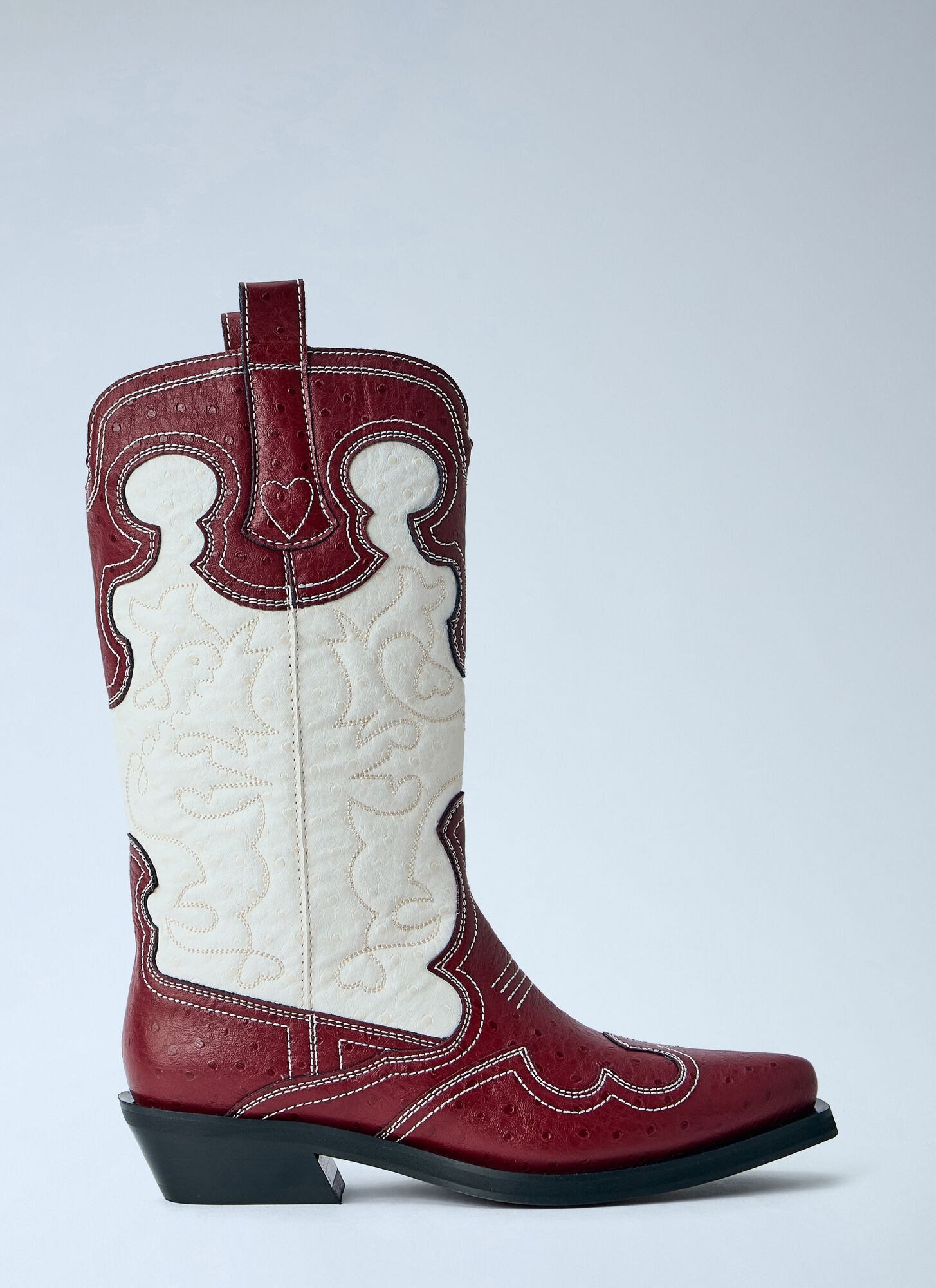 Ganni Women's Red Mid Shaft Embroide Western Boots - Woman Boots Eu - 37