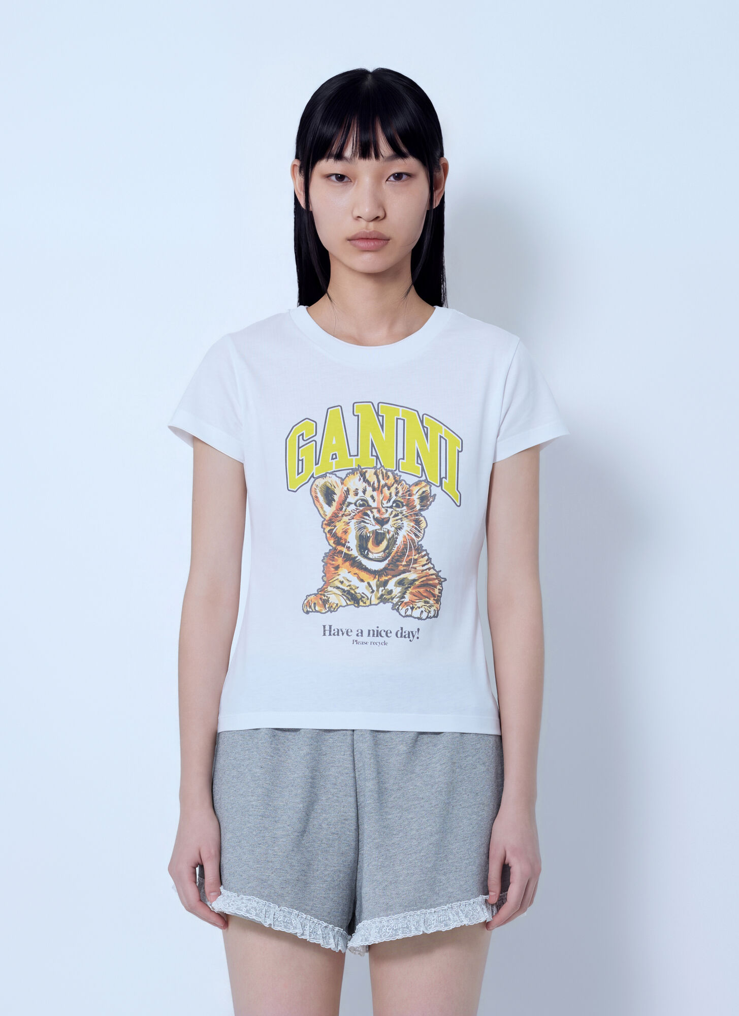 Ganni , T-Shirts, Female, White, M, Printed T-Shirt - Image 3