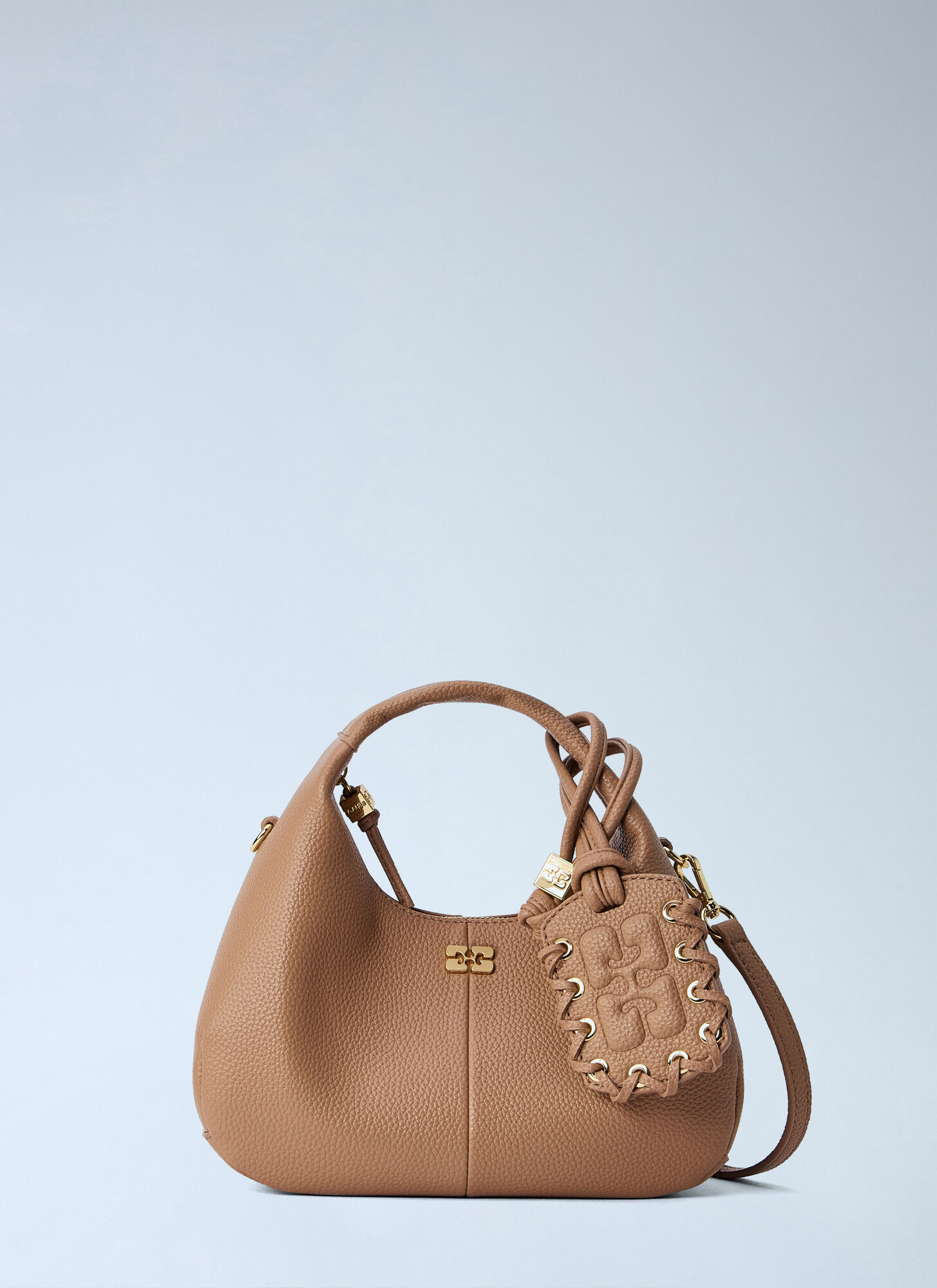 Ganni Women's Hobo Mini Tote Bag Tan In Tawny Birch, Polyester - Image 3