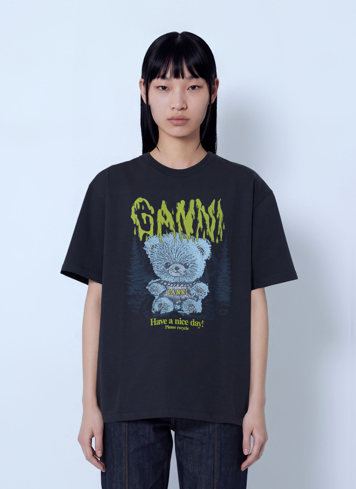 Ganni Gray Cotton T-Shirt - S - Image 2