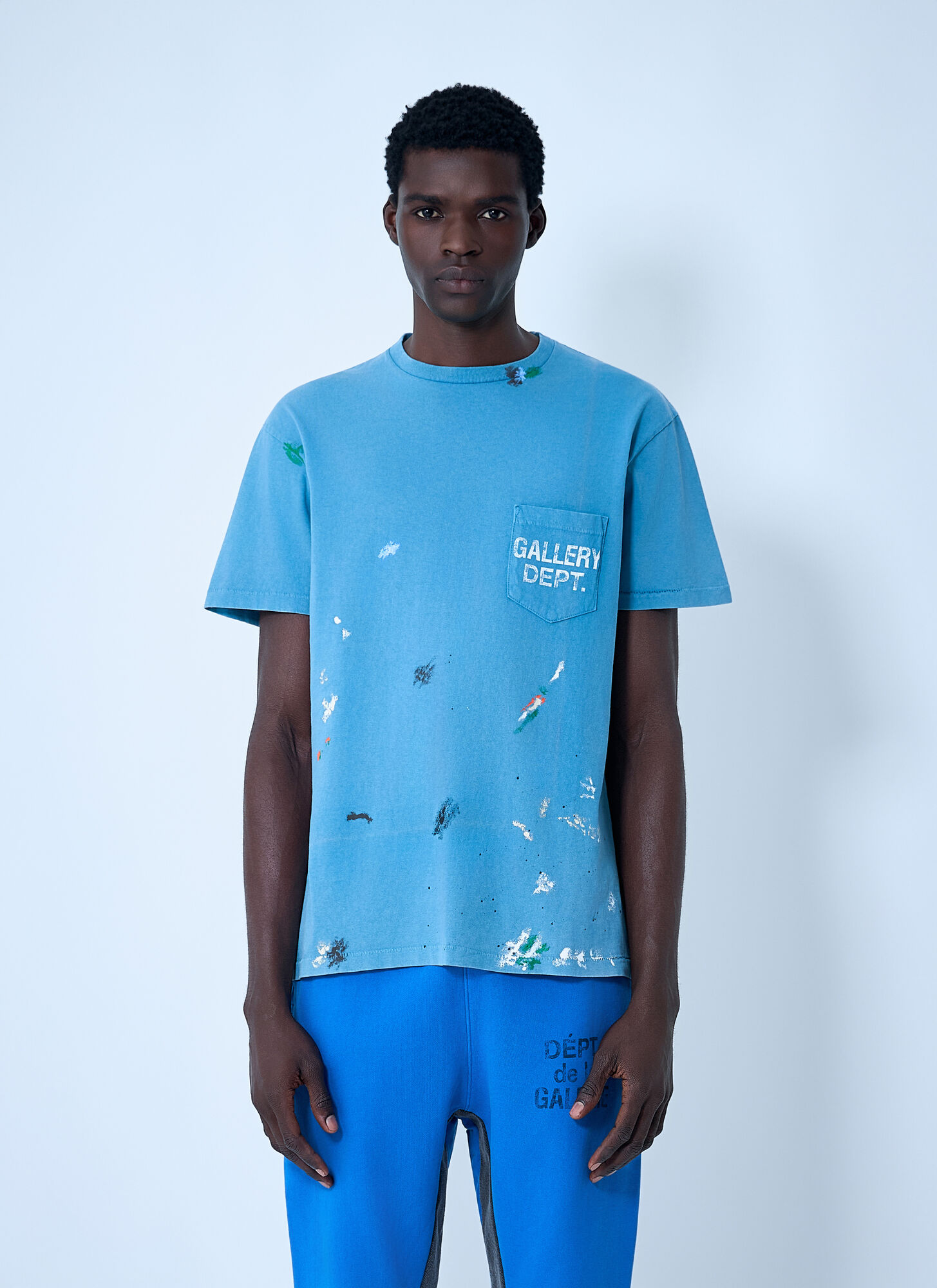 Gallery Dept. Logo Motif T-Shirt - Man T-Shirts Light Blue M - Immagine 1
