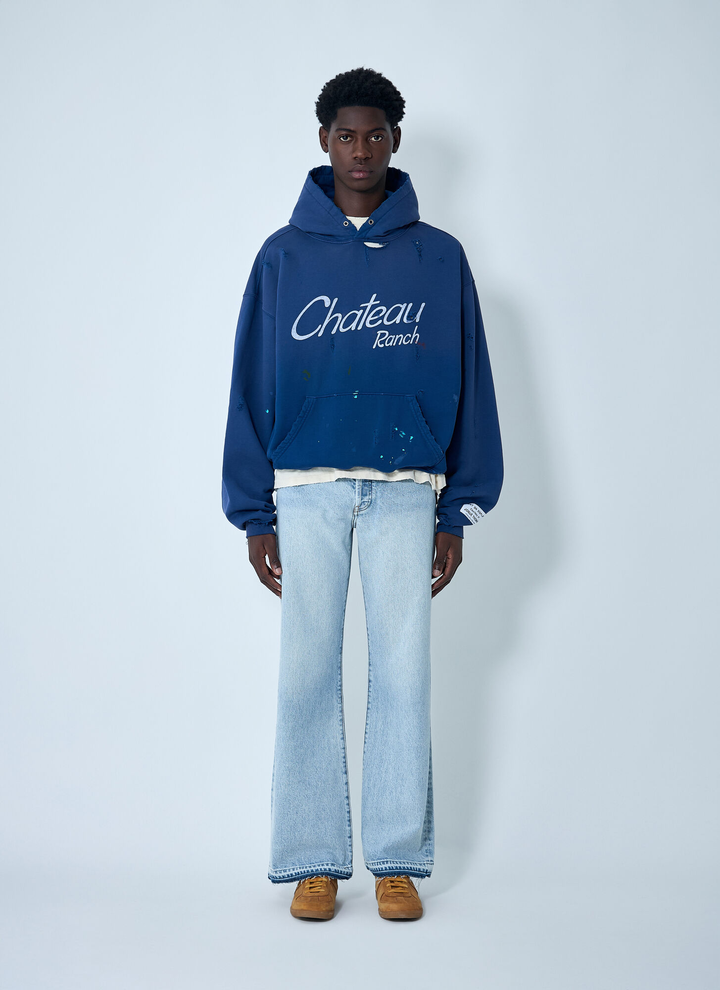  Gallery Dept. Gallery Dept. Distressed Chateau Raunch Hooded Sweatshirt - Mann Sweatshirts Navy L 